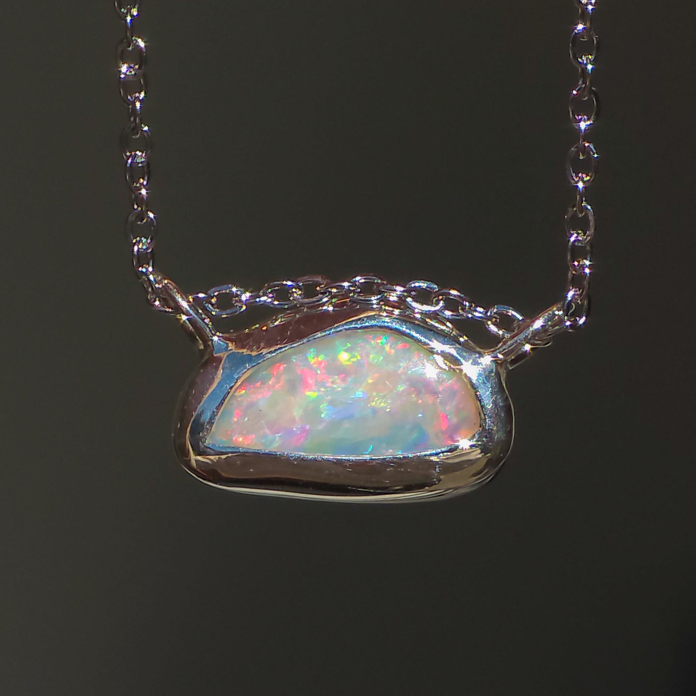 PINK CLOUD | Solid Crystal Coober Pedy Opal Pendant, 925 Silver, Australian Opal, 1 carat