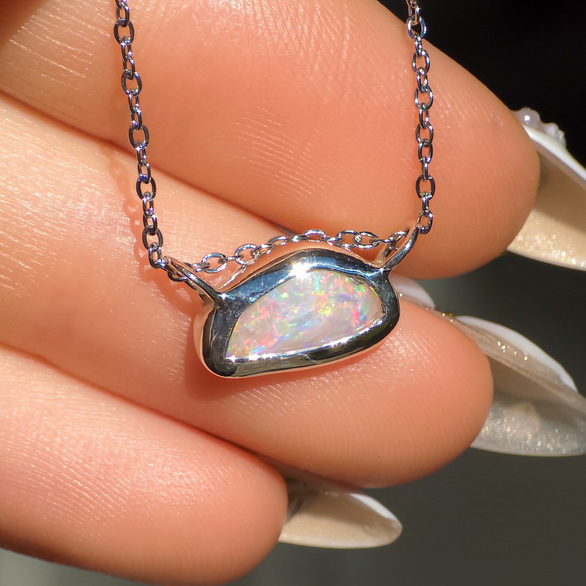 PINK CLOUD | Solid Crystal Coober Pedy Opal Pendant, 925 Silver, Australian Opal, 1 carat