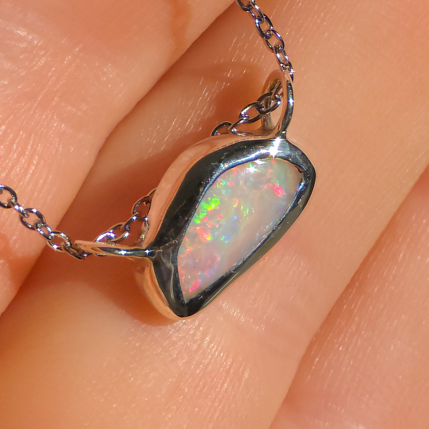 PINK CLOUD | Solid Crystal Coober Pedy Opal Pendant, 925 Silver, Australian Opal, 1 carat