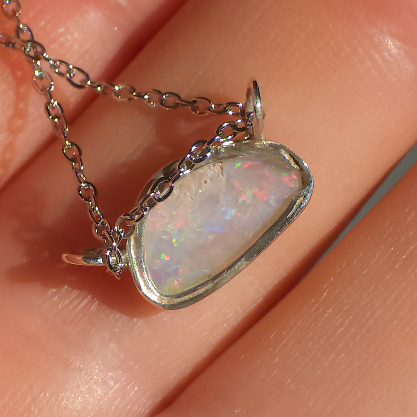 PINK CLOUD | Solid Crystal Coober Pedy Opal Pendant, 925 Silver, Australian Opal, 1 carat