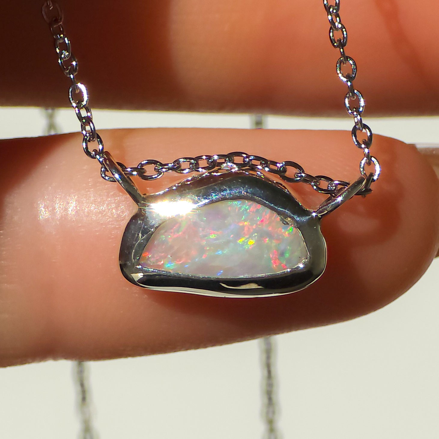 PINK CLOUD | Solid Crystal Coober Pedy Opal Pendant, 925 Silver, Australian Opal, 1 carat
