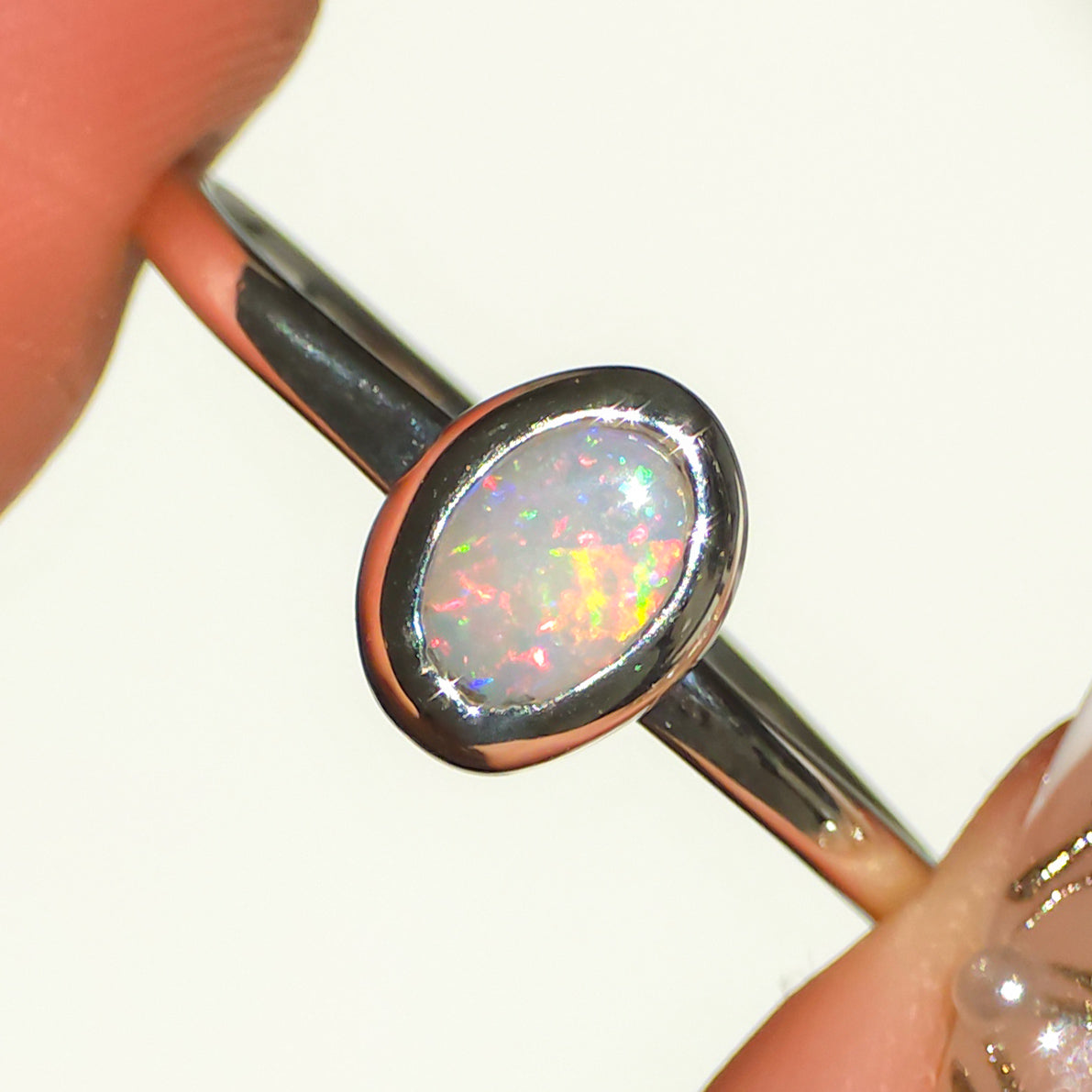LILY | Solid Australian Opal Ring, Dainty Coober Pedy Opal Ring, 0.75 carats