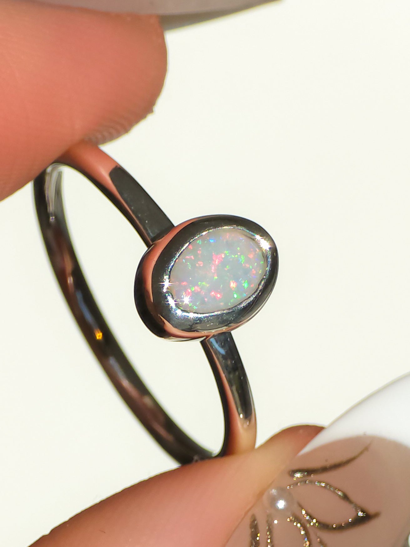 LILY | Solid Australian Opal Ring, Dainty Coober Pedy Opal Ring, 0.75 carats
