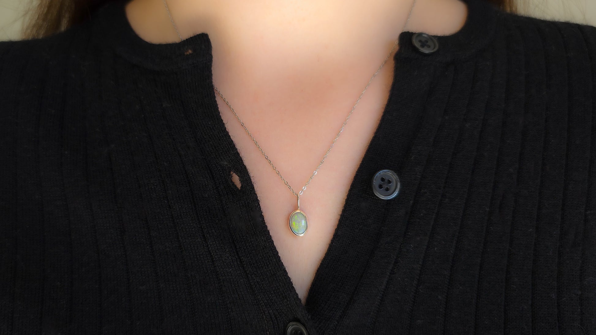 RADIANT | Solid Crystal Coober Pedy Opal Pendant, 925 Silver, Australian Opal, 1.4 carats