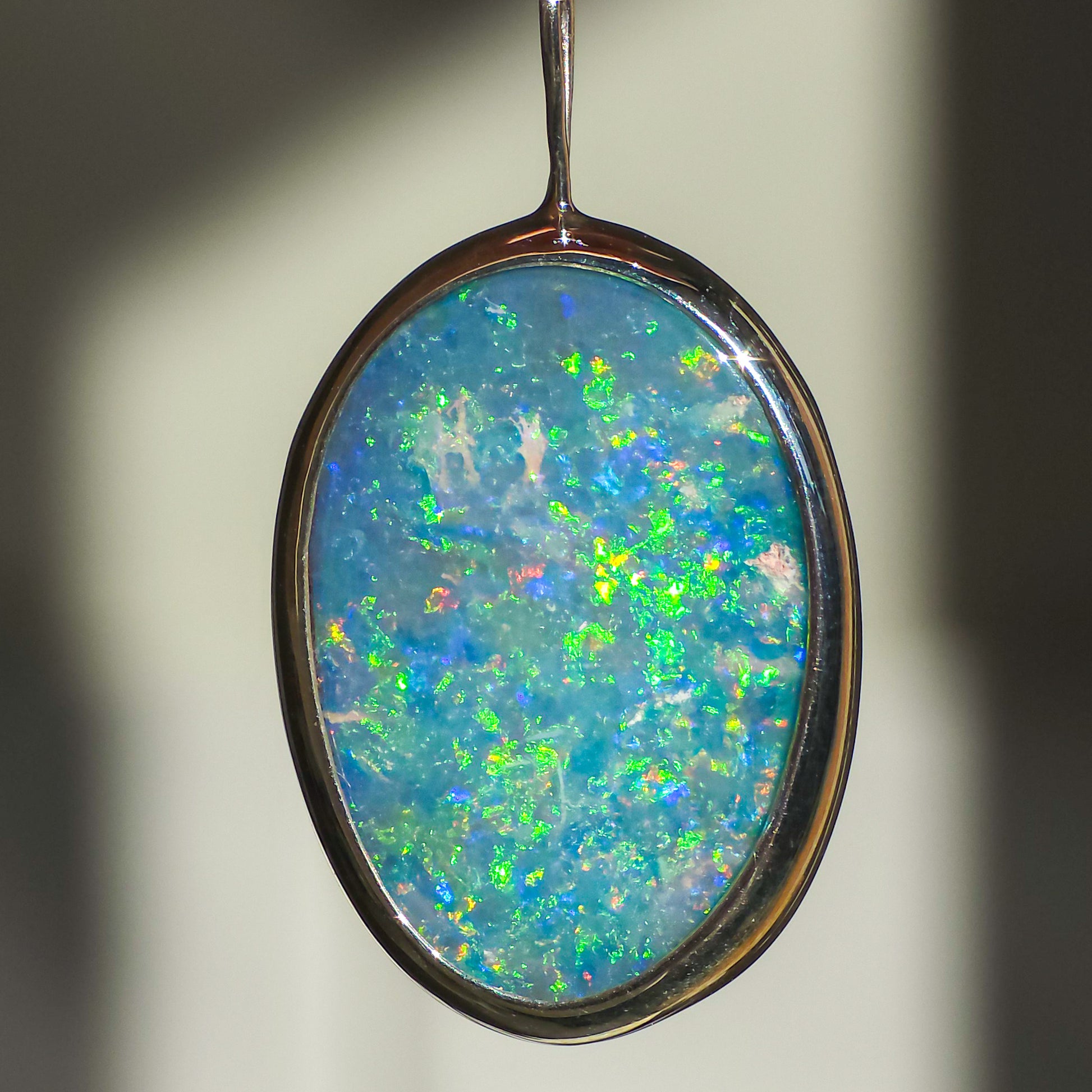 SOFIA | Coober Pedy Opal Doublet Pendant, Australian Opal Statement Necklace, 925 Silver