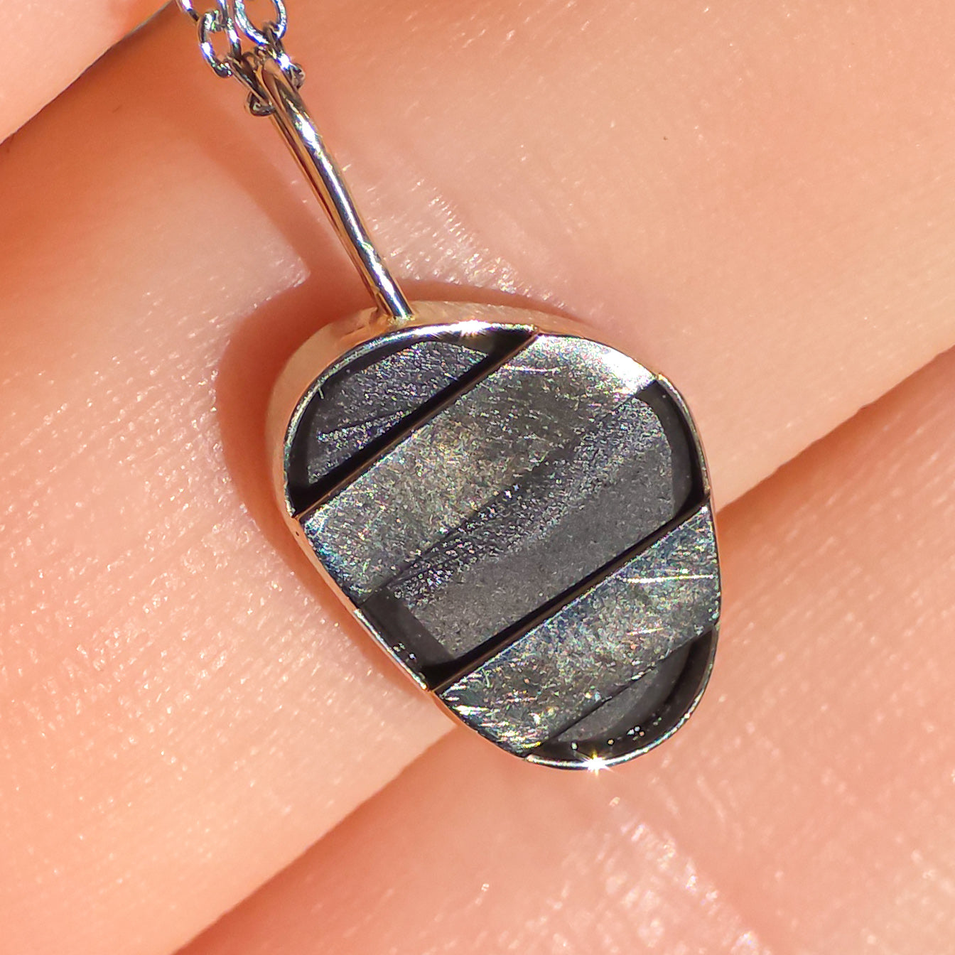 NEON | 14K White Gold Australian Opal Pendant / Coober Pedy Opal Doublet