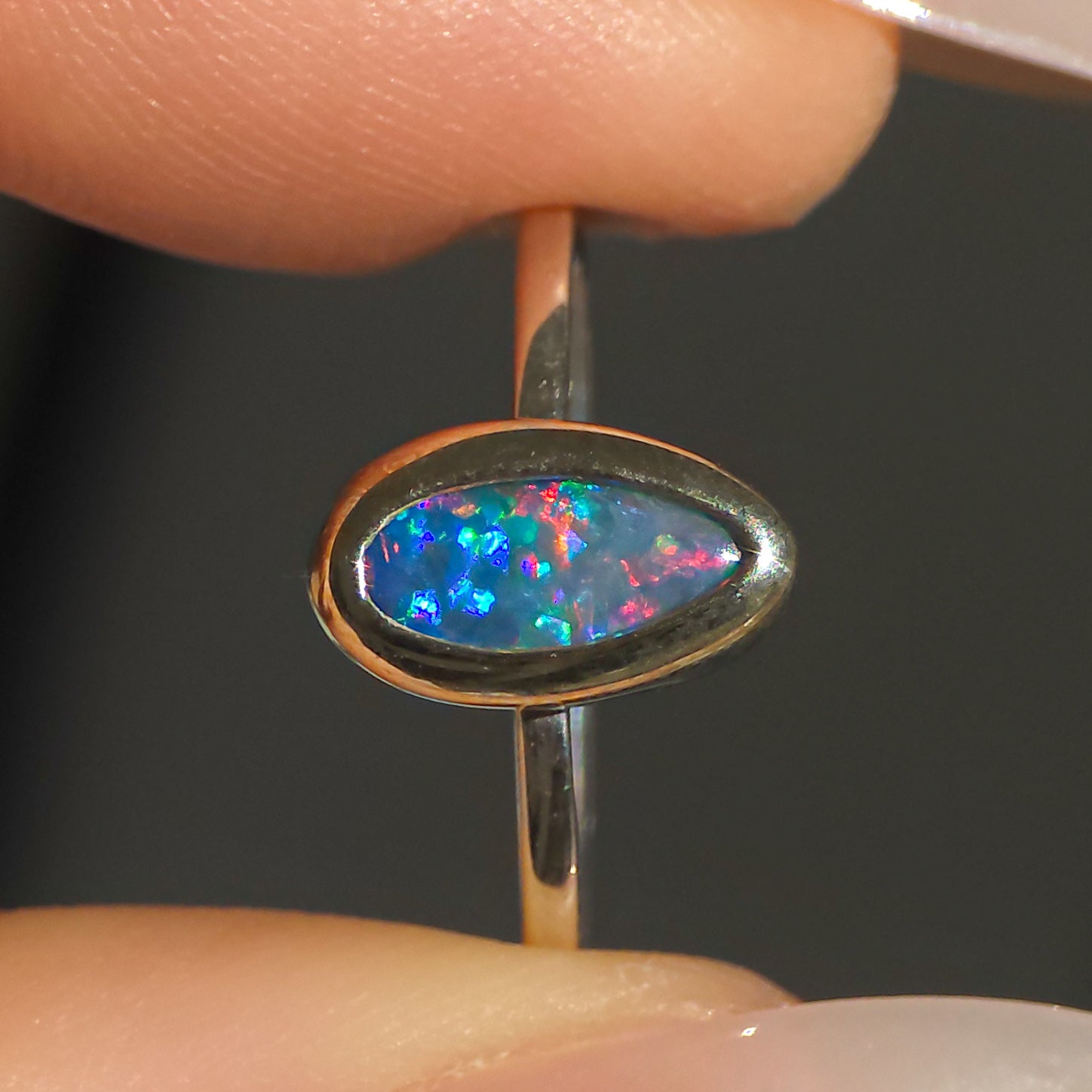 UME | Australian Opal Doublet Ring, Coober Pedy Opal, 925 Silver