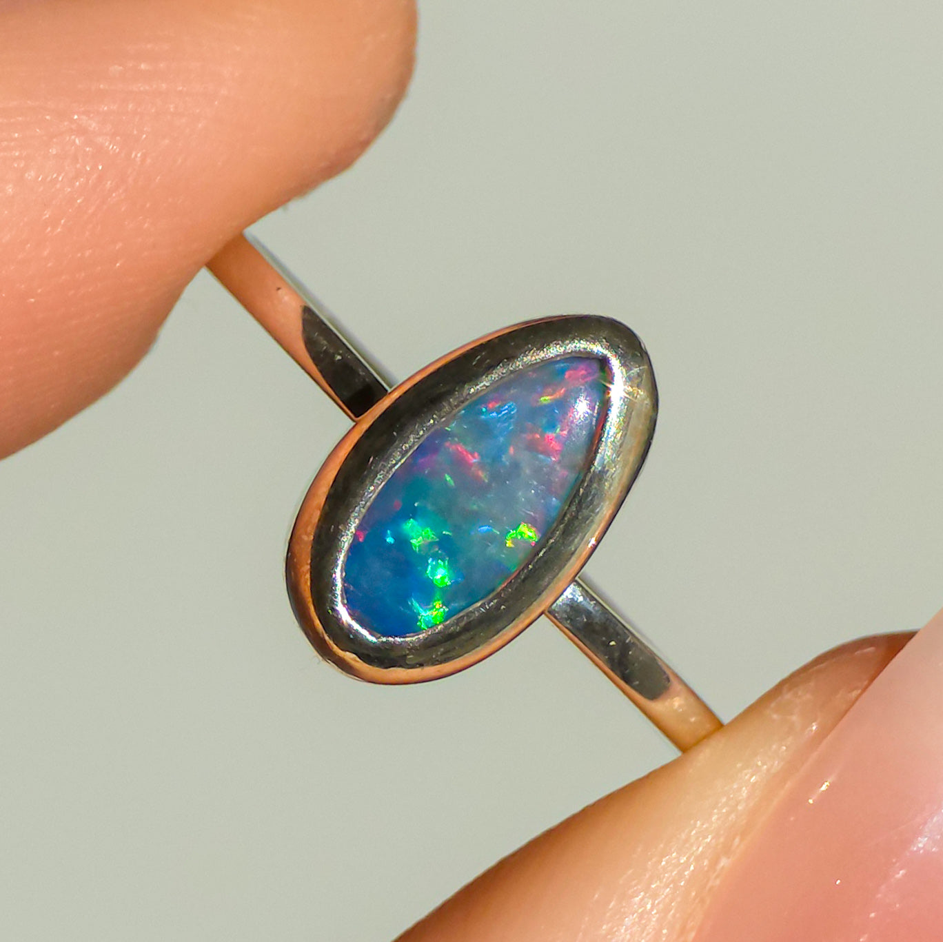UME | Australian Opal Doublet Ring, Coober Pedy Opal, 925 Silver