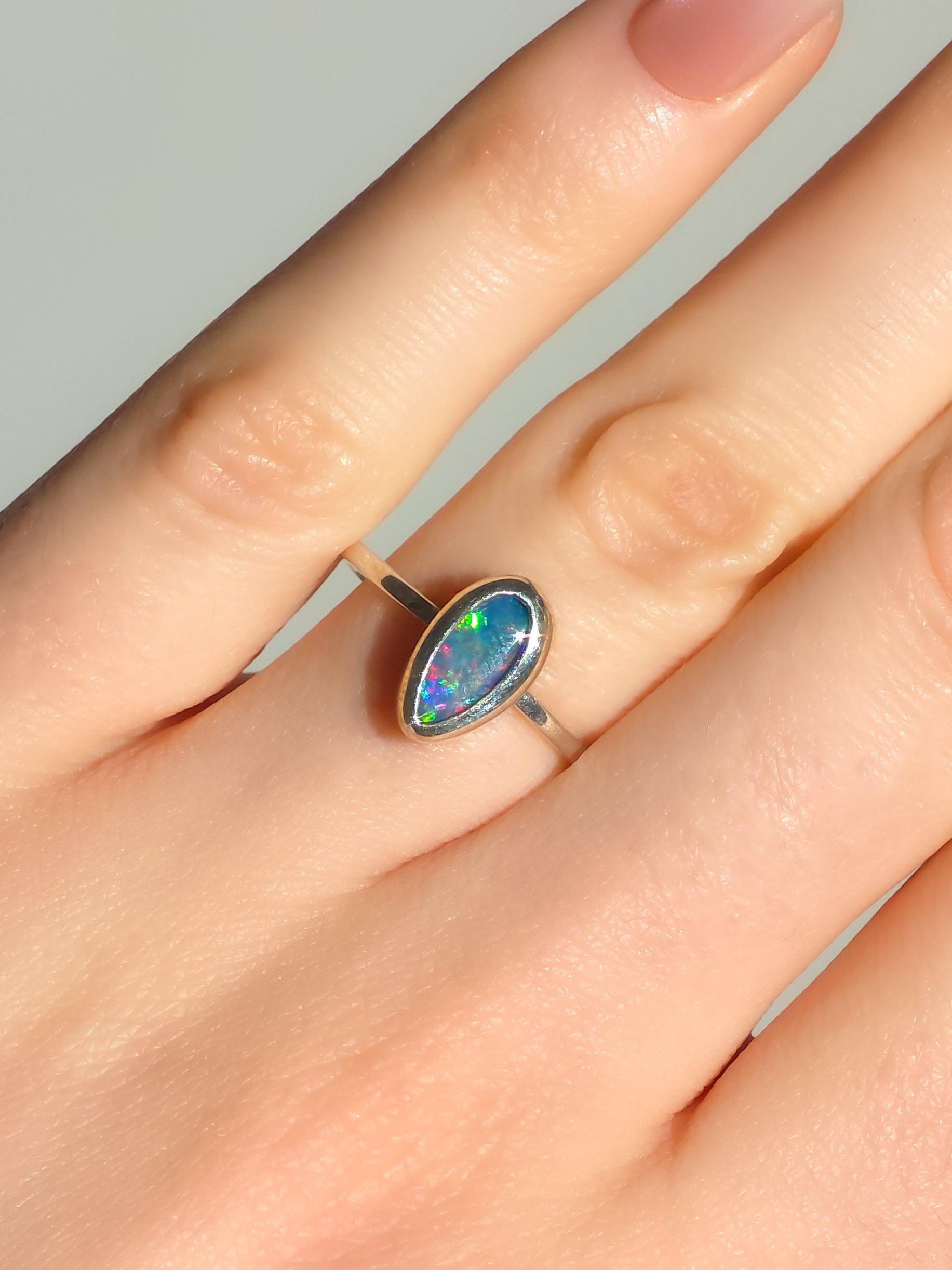 UME | Australian Opal Doublet Ring, Coober Pedy Opal, 925 Silver