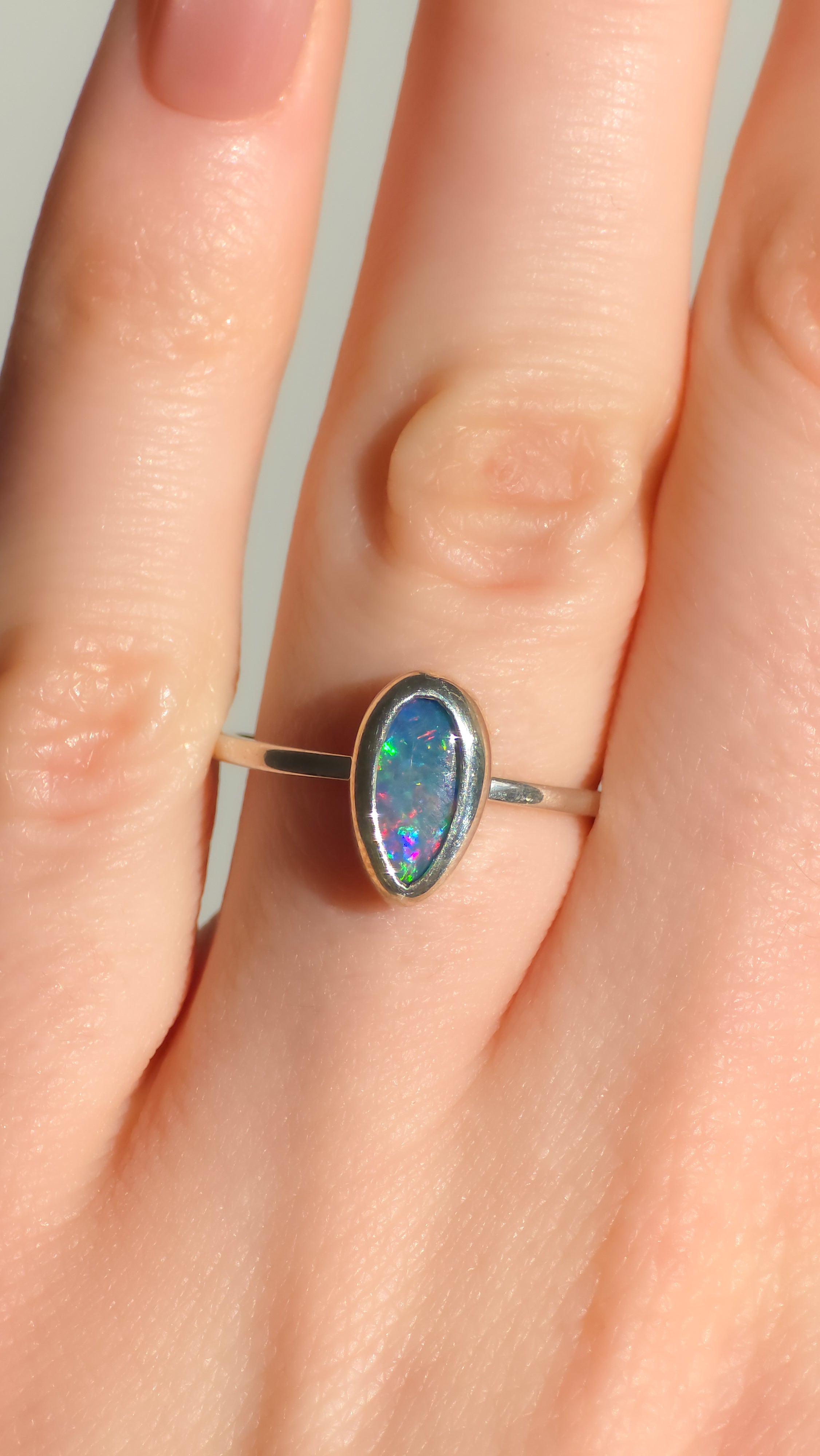 UME | Australian Opal Doublet Ring, Coober Pedy Opal, 925 Silver