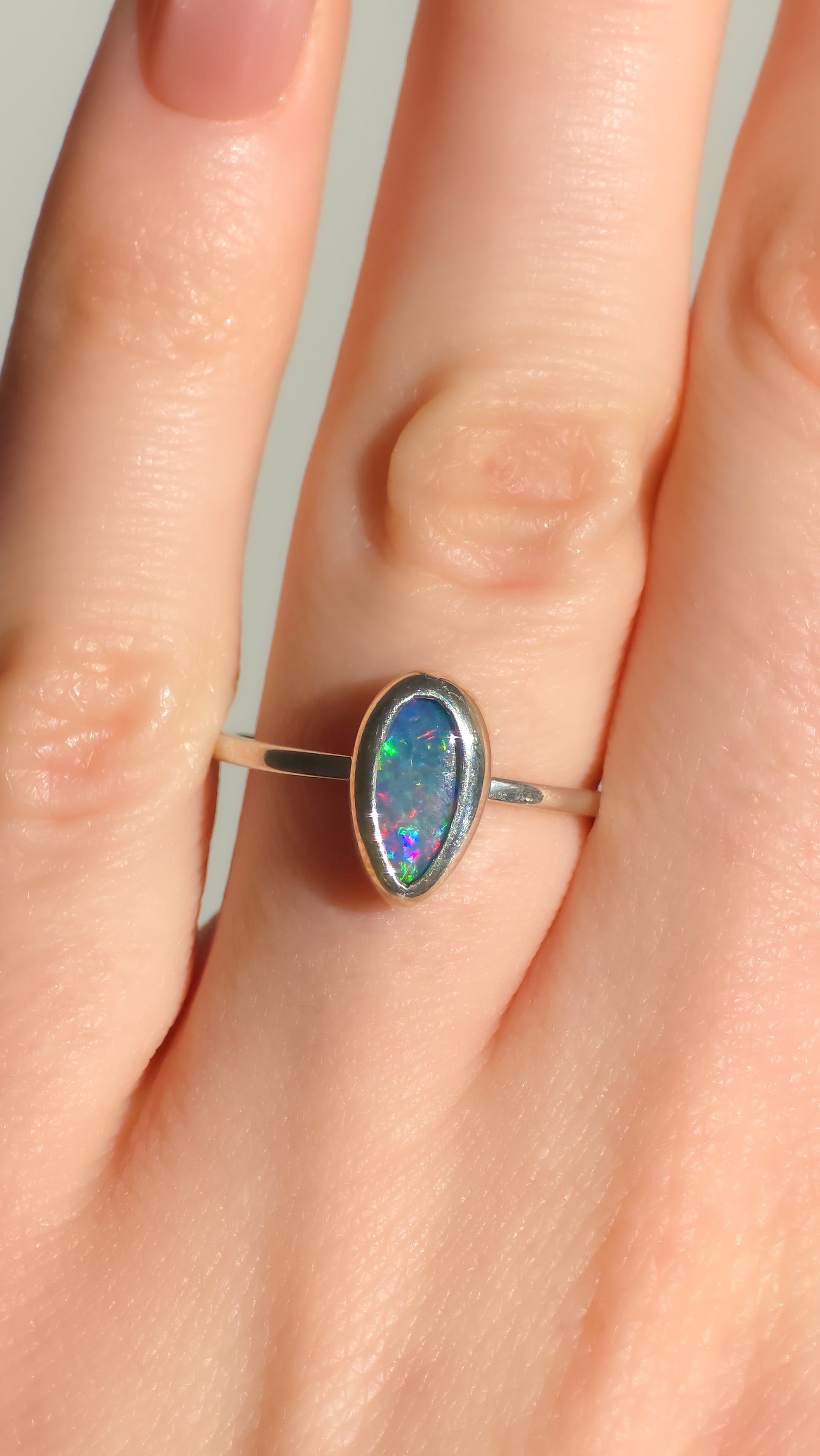 UME | Australian Opal Doublet Ring, Coober Pedy Opal, 925 Silver