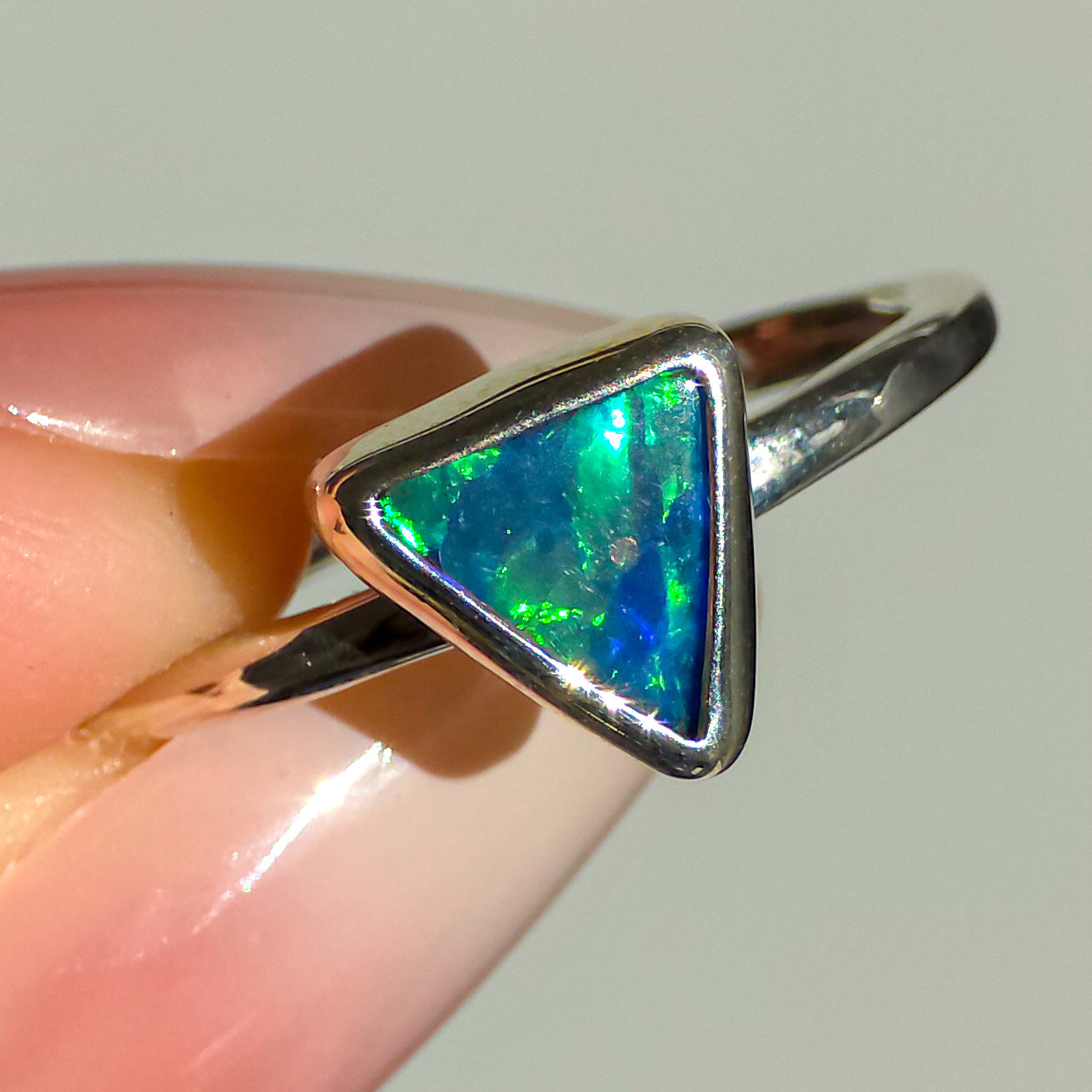 ORPHIC | Australian Opal Doublet Ring, Solid 925 Silver, Coober Pedy Opal