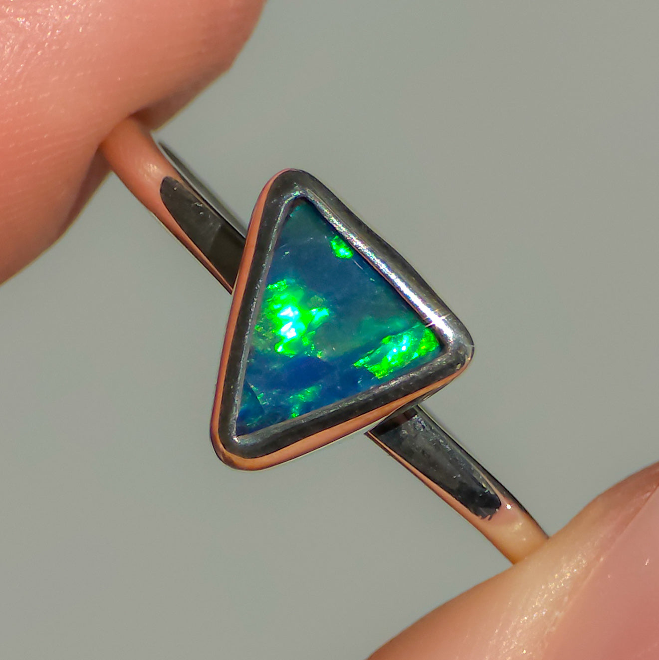 ORPHIC | Australian Opal Doublet Ring, Solid 925 Silver, Coober Pedy Opal