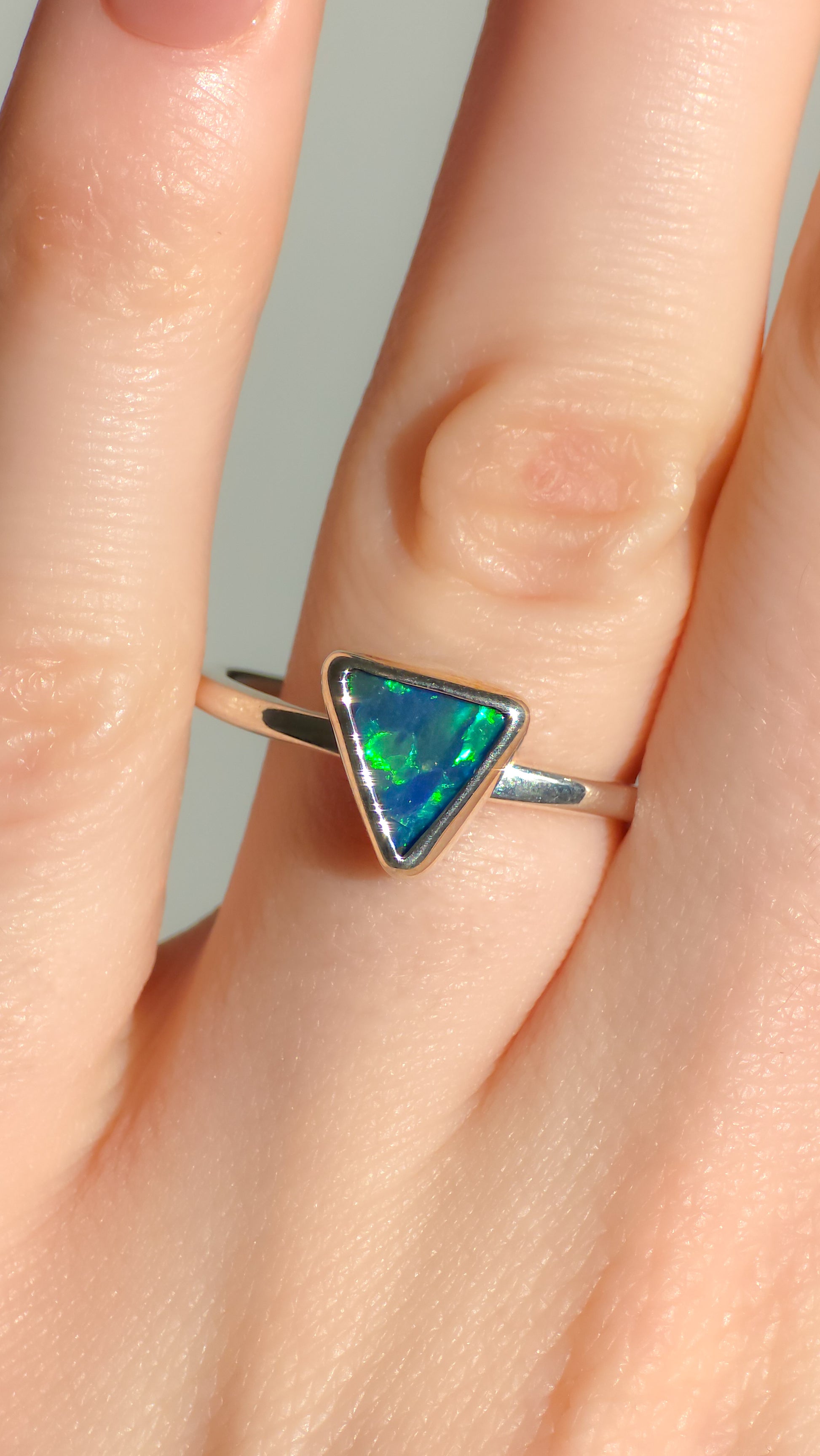 ORPHIC | Australian Opal Doublet Ring, Solid 925 Silver, Coober Pedy Opal