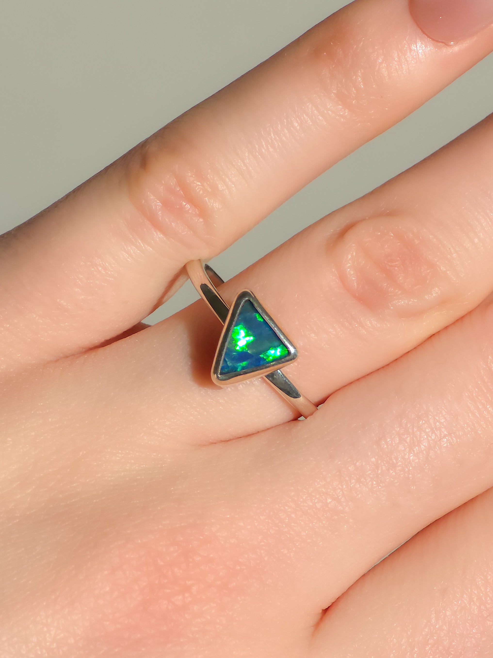 ORPHIC | Australian Opal Doublet Ring, Solid 925 Silver, Coober Pedy Opal