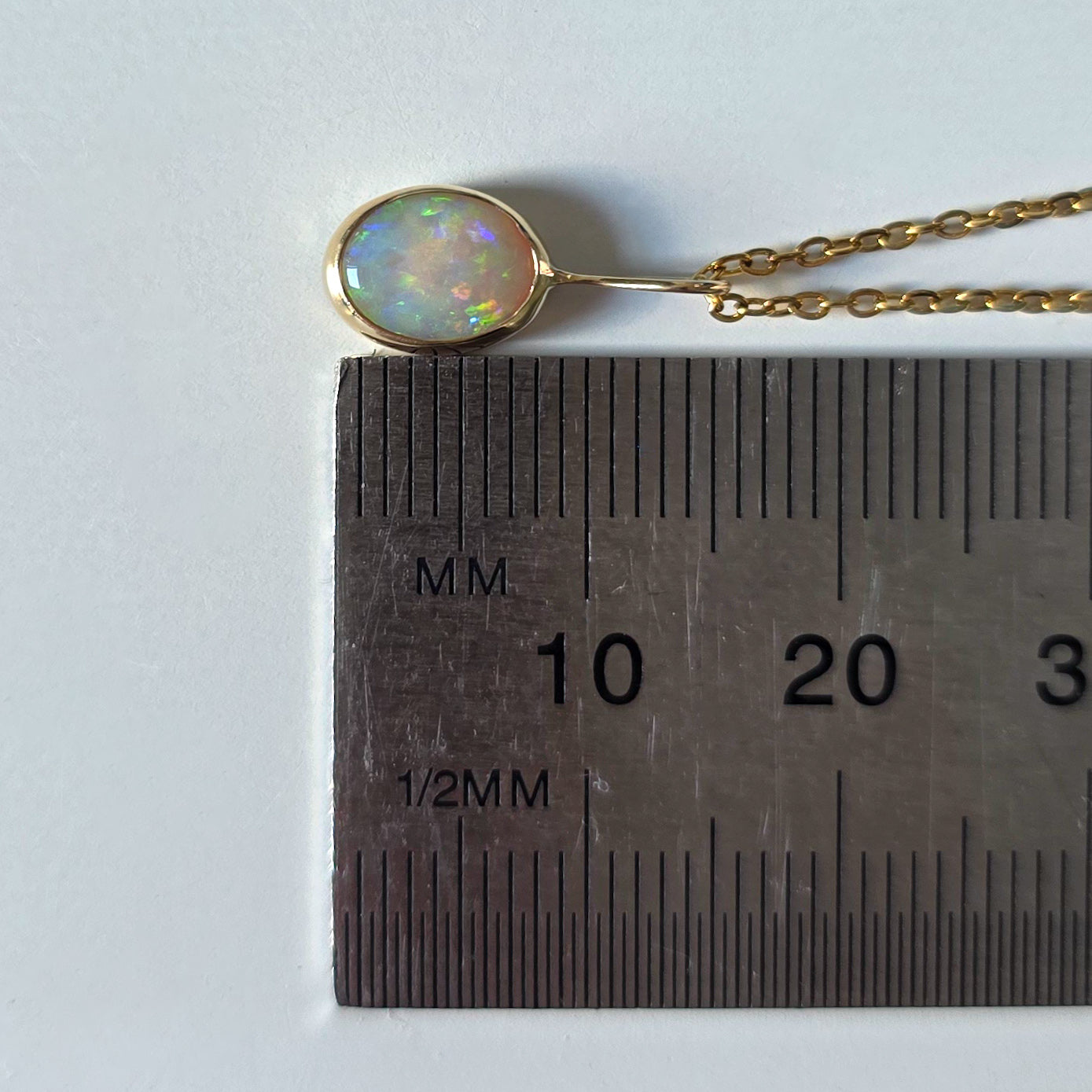 CAPRI | 14K Gold Solid Coober Pedy Opal Necklace, Minimalist Jewelry, Australian Solid Opal