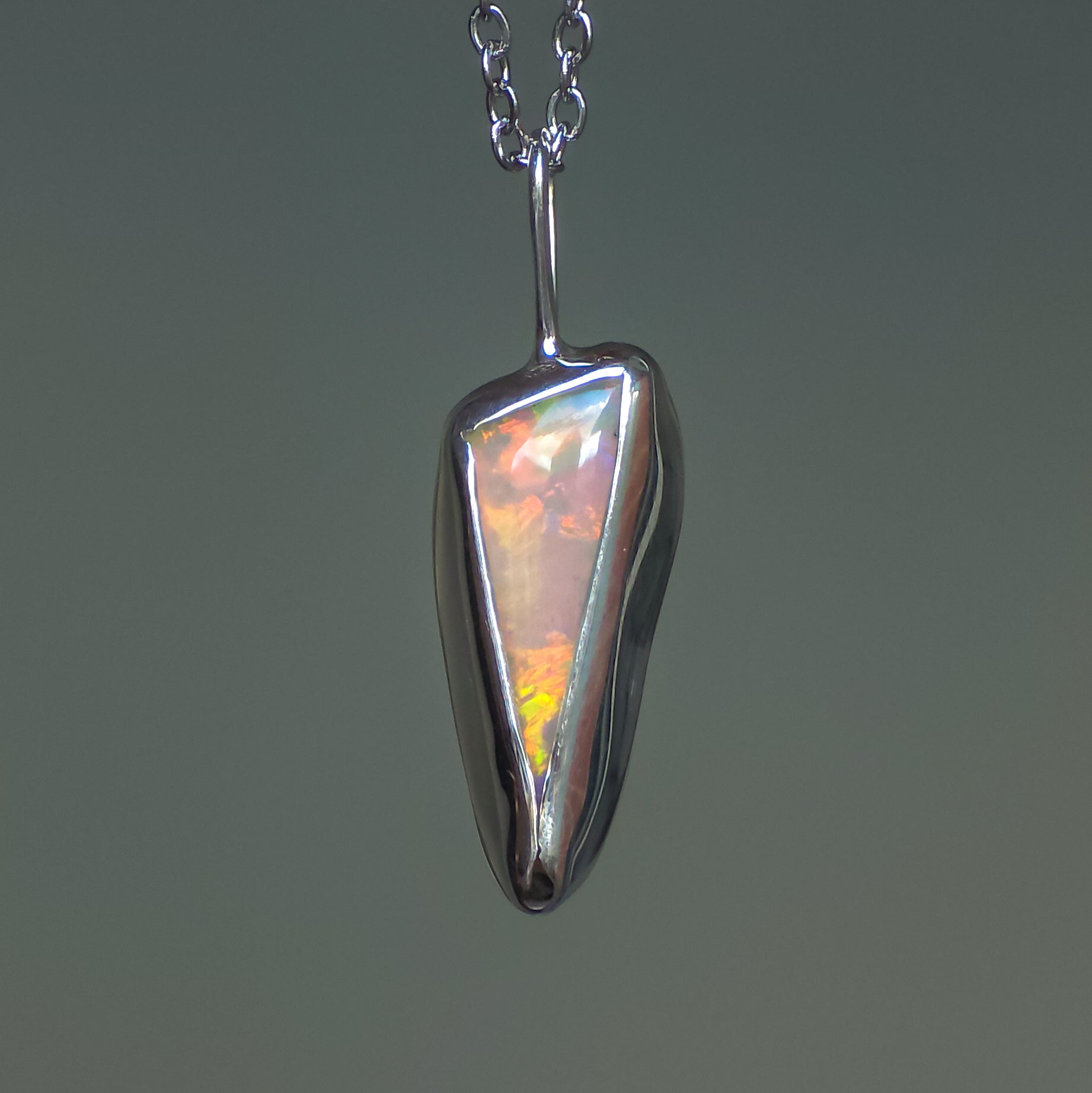 SAFFRON | Solid Coober Pedy Opal Pendant, Australian Opal Necklace, 925 Silver