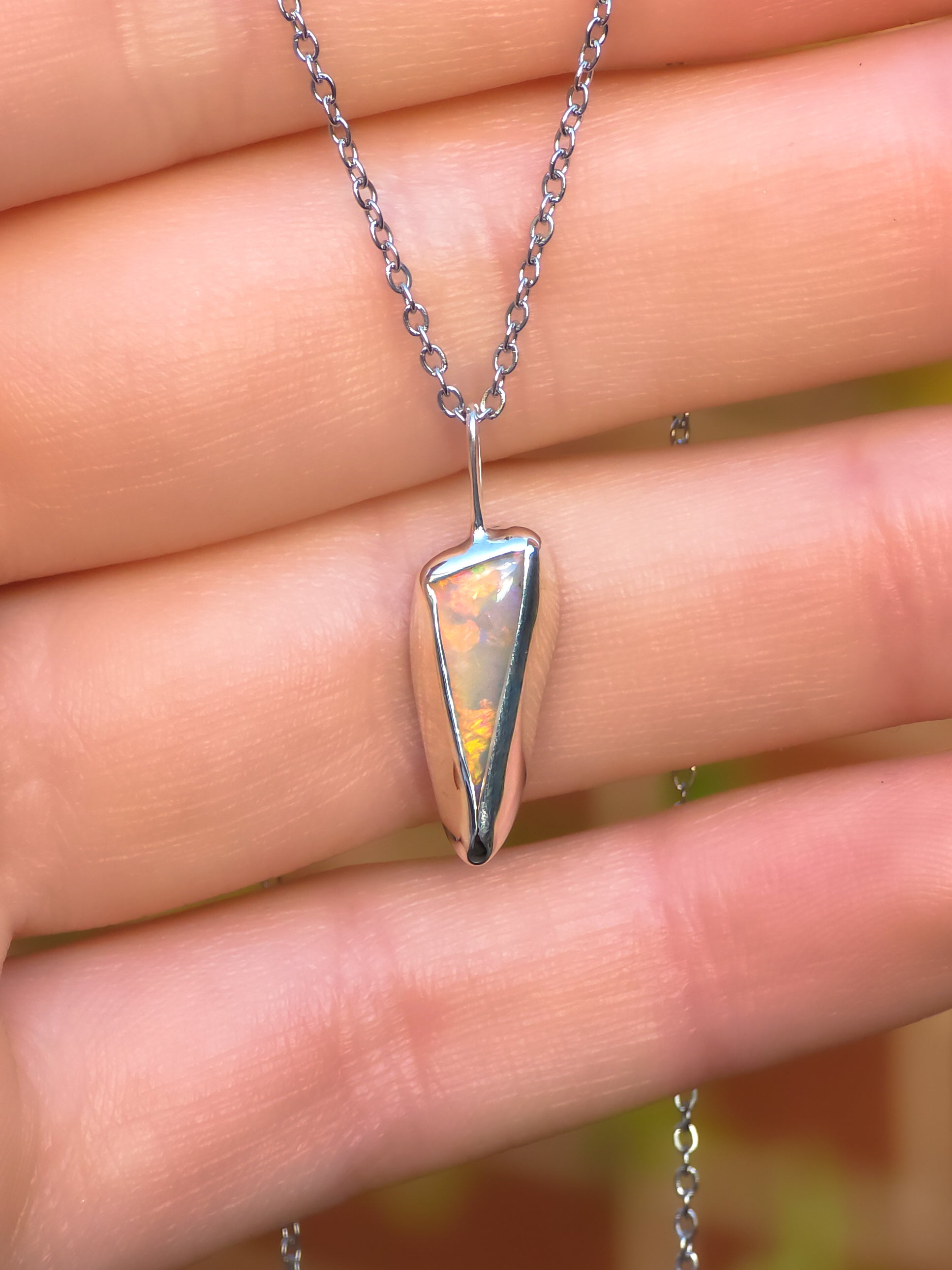 SAFFRON | Solid Coober Pedy Opal Pendant, Australian Opal Necklace, 925 Silver