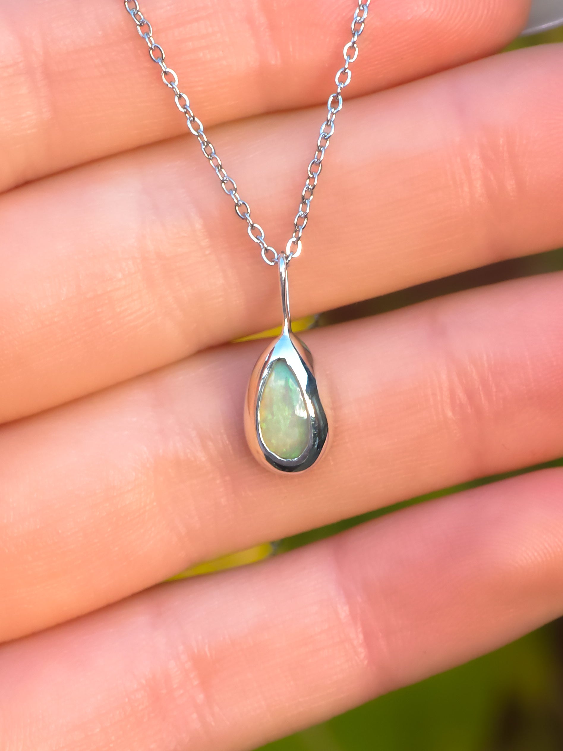 LA LUCE | Solid Coober Pedy Opal Pendant, Australian Opal Necklace, 925 Silver