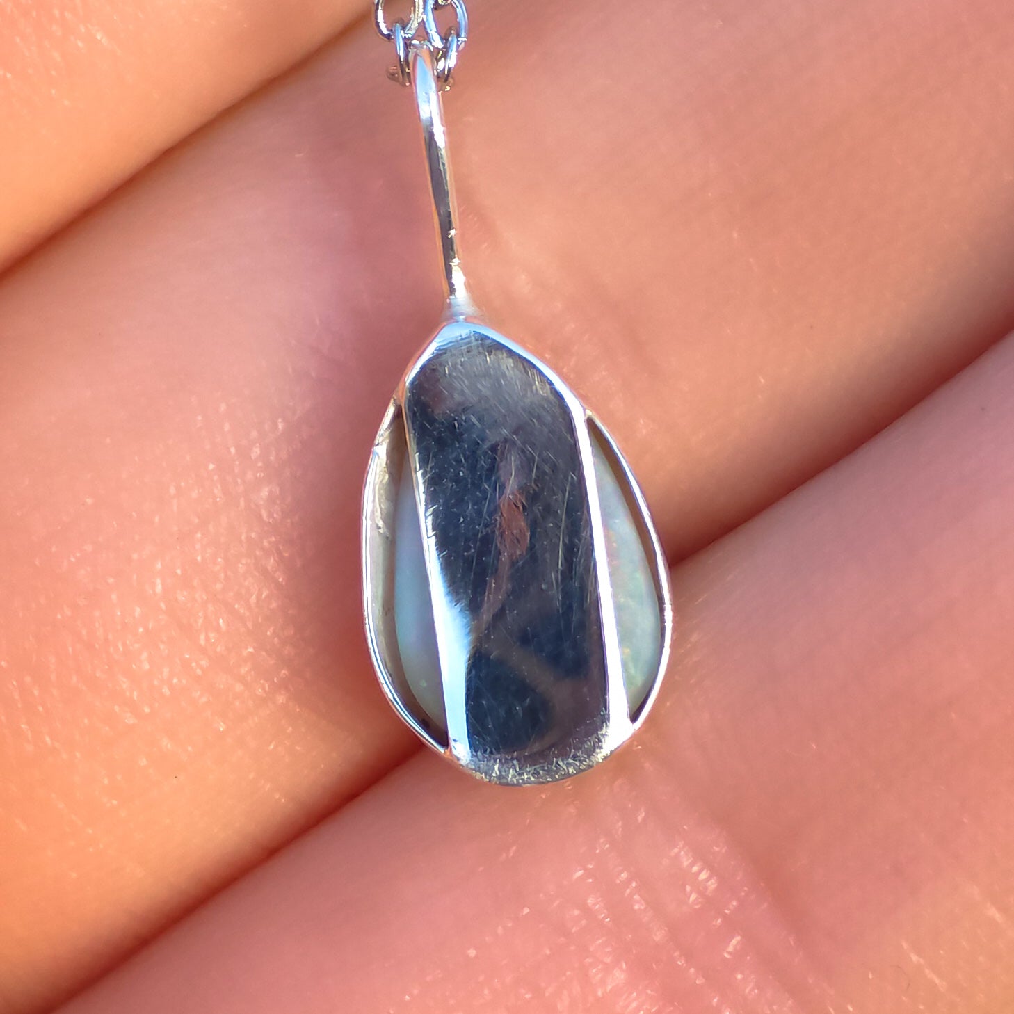 LA LUCE | Solid Coober Pedy Opal Pendant, Australian Opal Necklace, 925 Silver