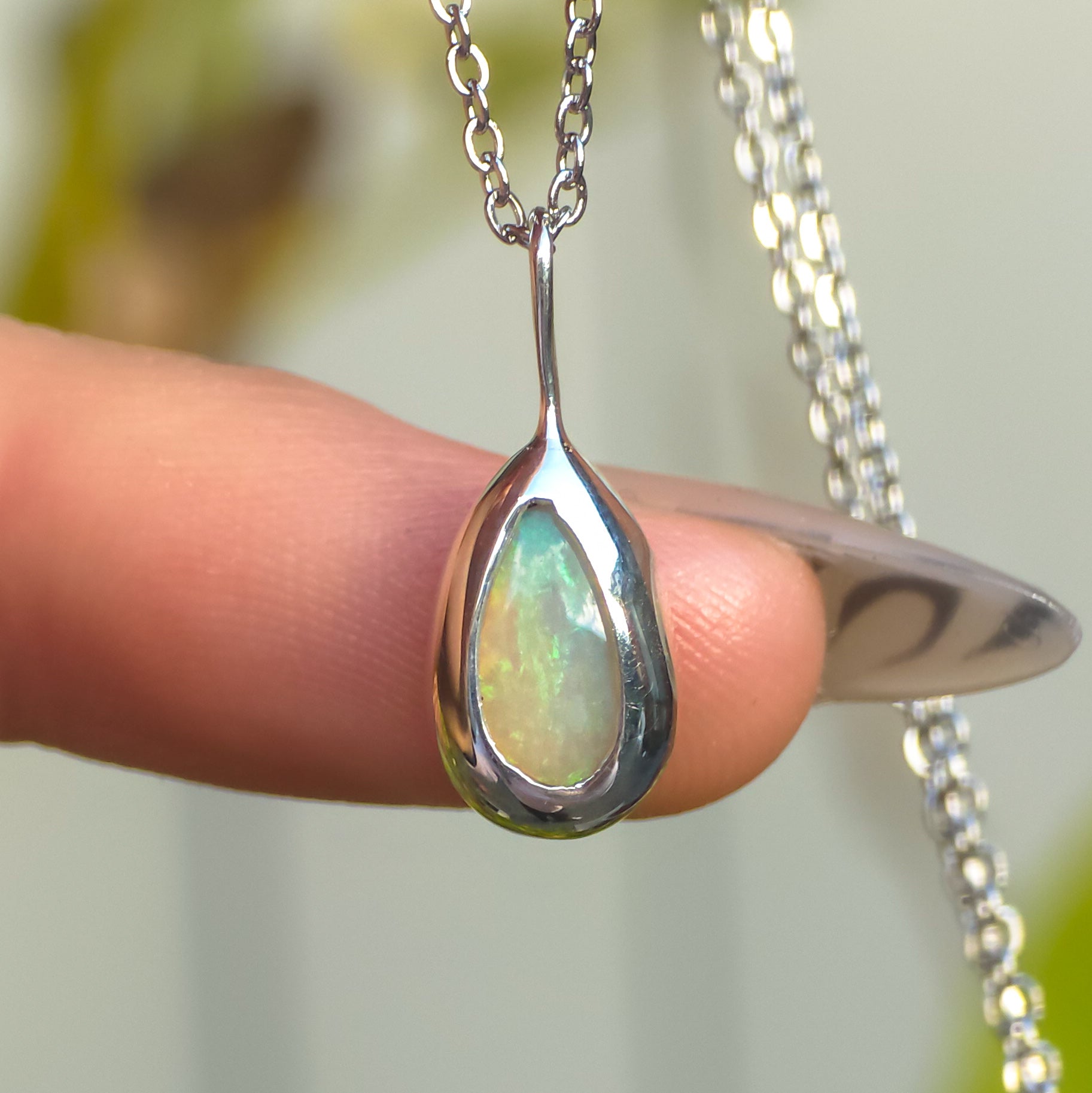 LA LUCE | Solid Coober Pedy Opal Pendant, Australian Opal Necklace, 925 Silver