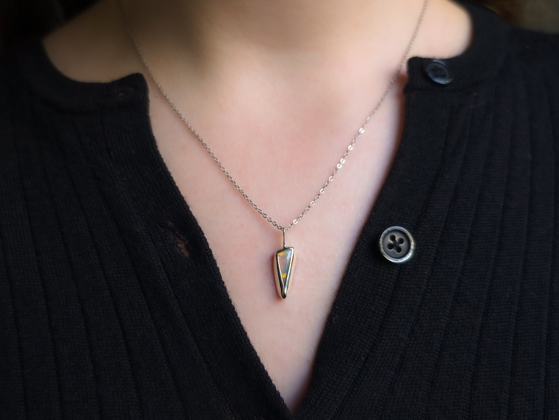 SAFFRON | Solid Coober Pedy Opal Pendant, Australian Opal Necklace, 925 Silver