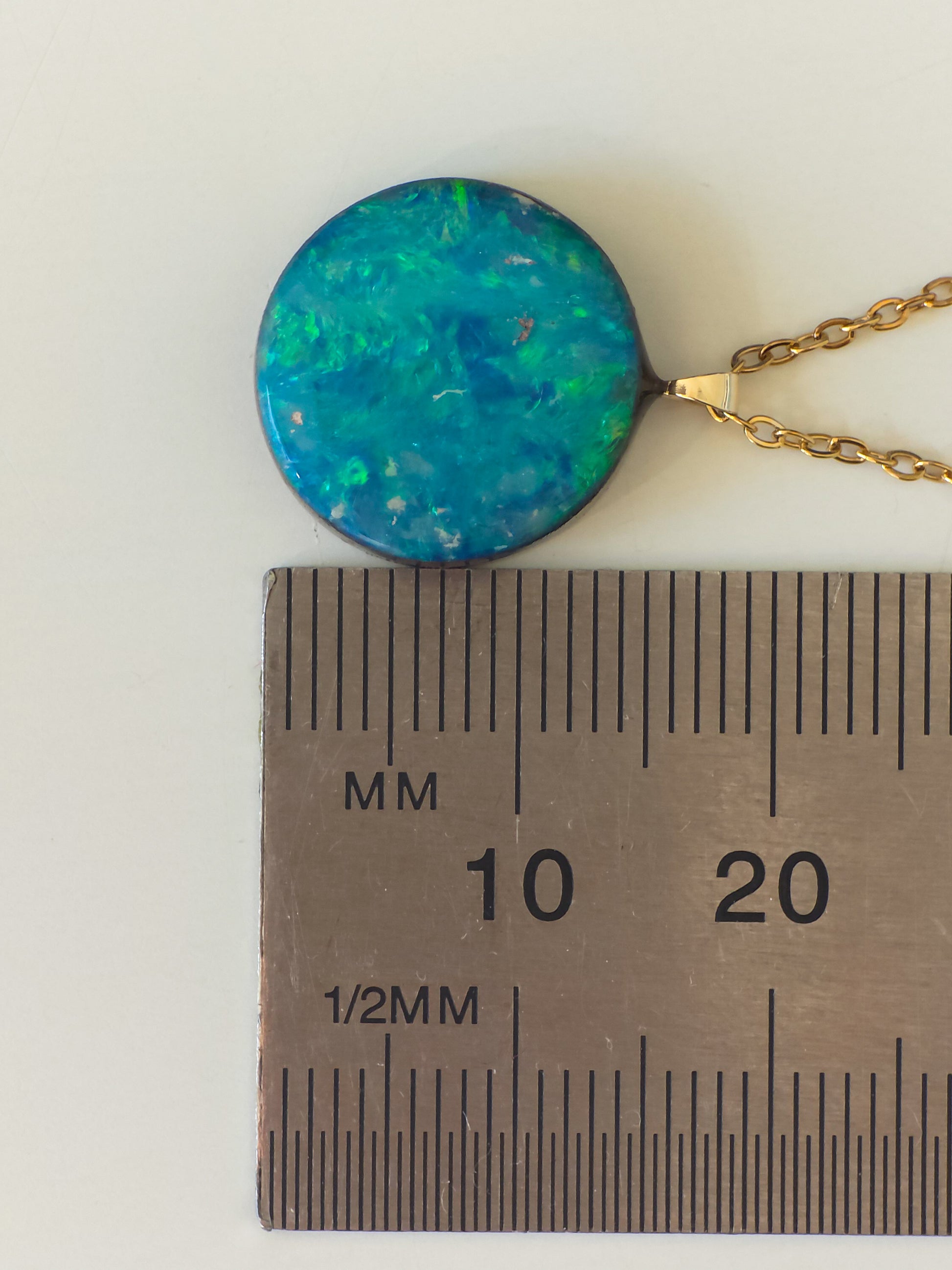 TURQUESA | 14K Gold Australian Opal Pendant, Coober Pedy Opal Doublet Necklace