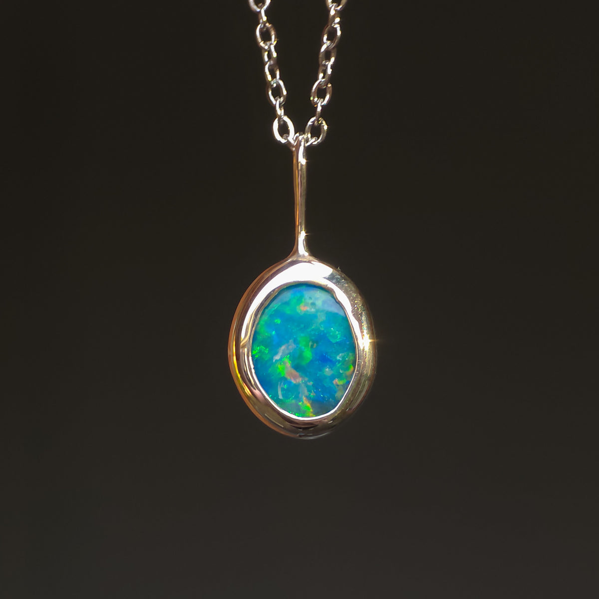 BELLE | Australian Coober Pedy Opal Doublet Pendant, Opal Necklace