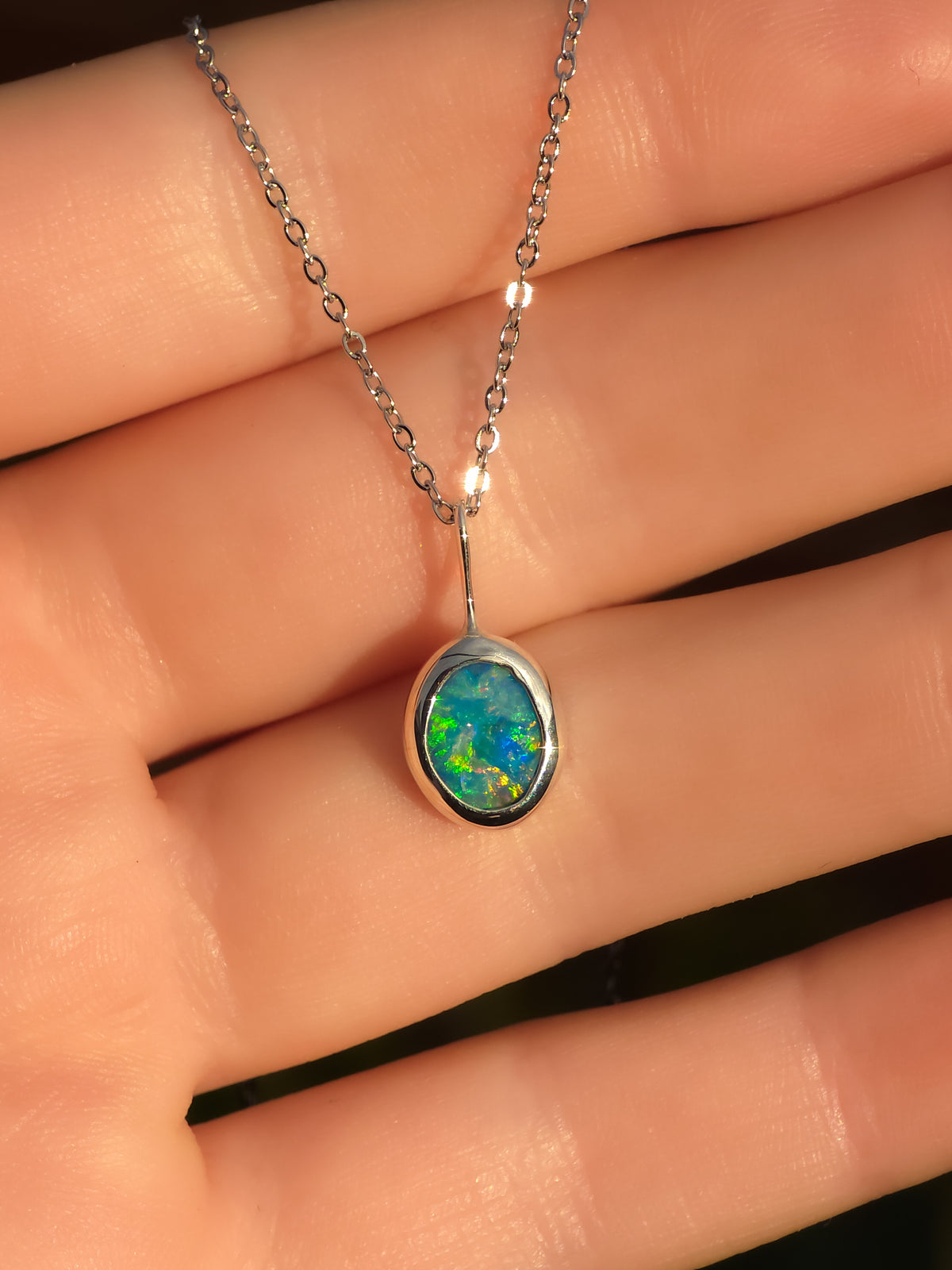 BELLE | Australian Coober Pedy Opal Doublet Pendant, Opal Necklace