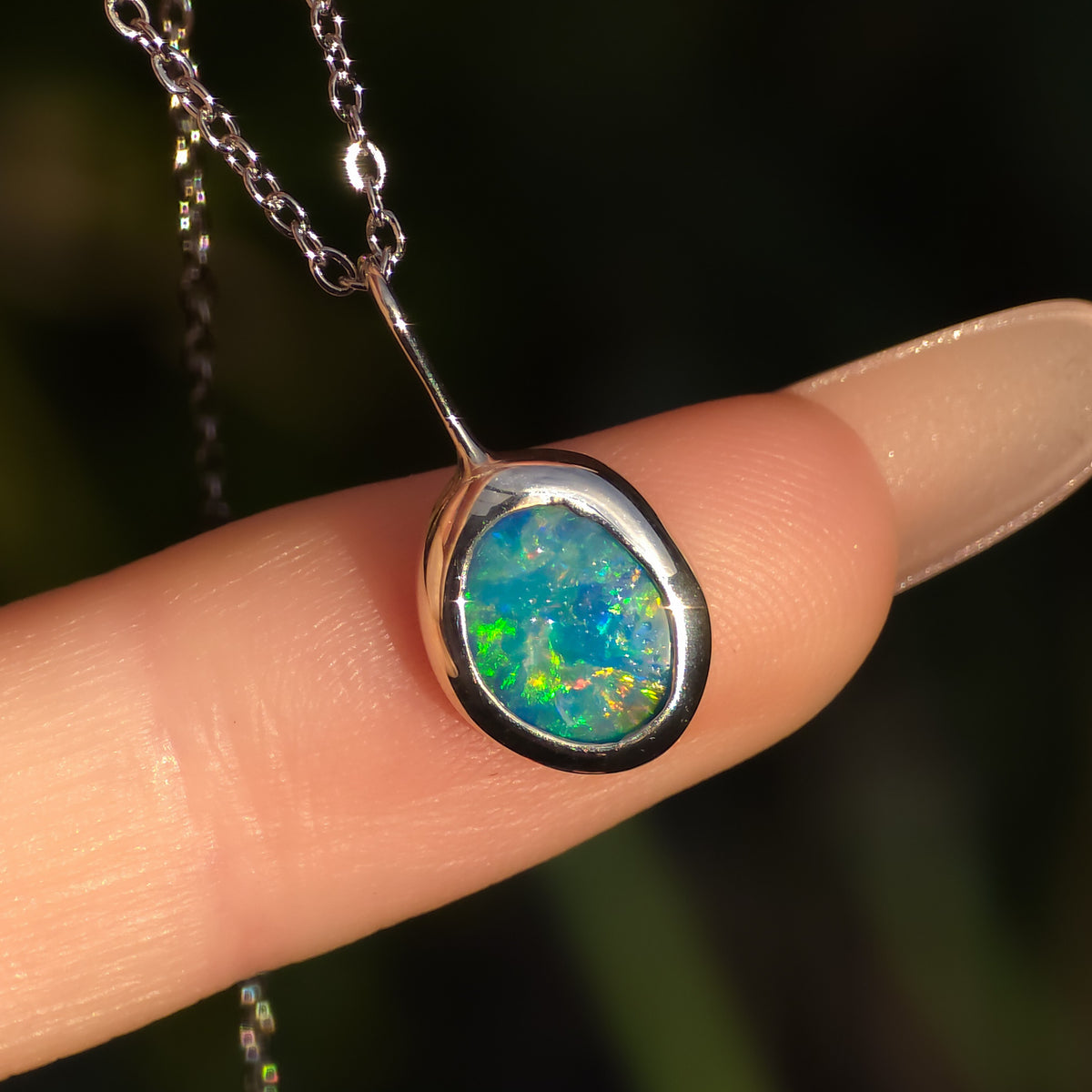 BELLE | Australian Coober Pedy Opal Doublet Pendant, Opal Necklace