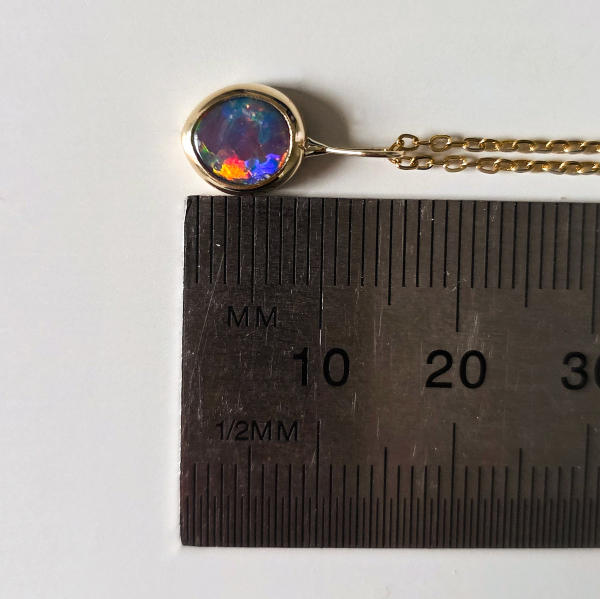 CARNATION | 14K Gold Coober Pedy Opal Doublet Pendant, Rare Red Australian Opal Statement Necklace
