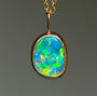 GARDENIA | 14K Gold Coober Pedy Opal Doublet Pendant, Australian Opal Statement Necklace, 925 Silver