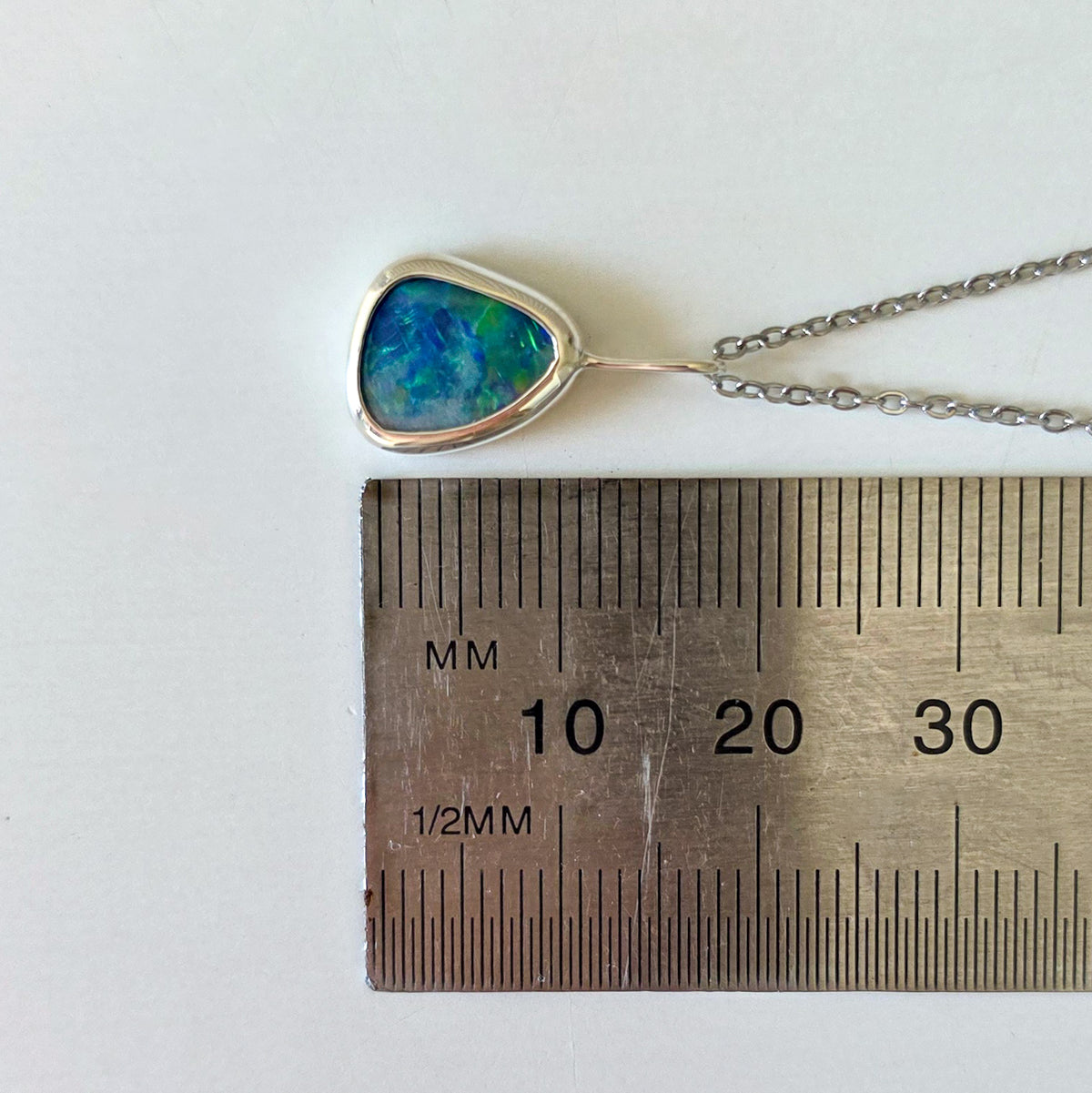 ISLA | Coober Pedy Opal Doublet Pendant, Silver Australian Opal Necklace