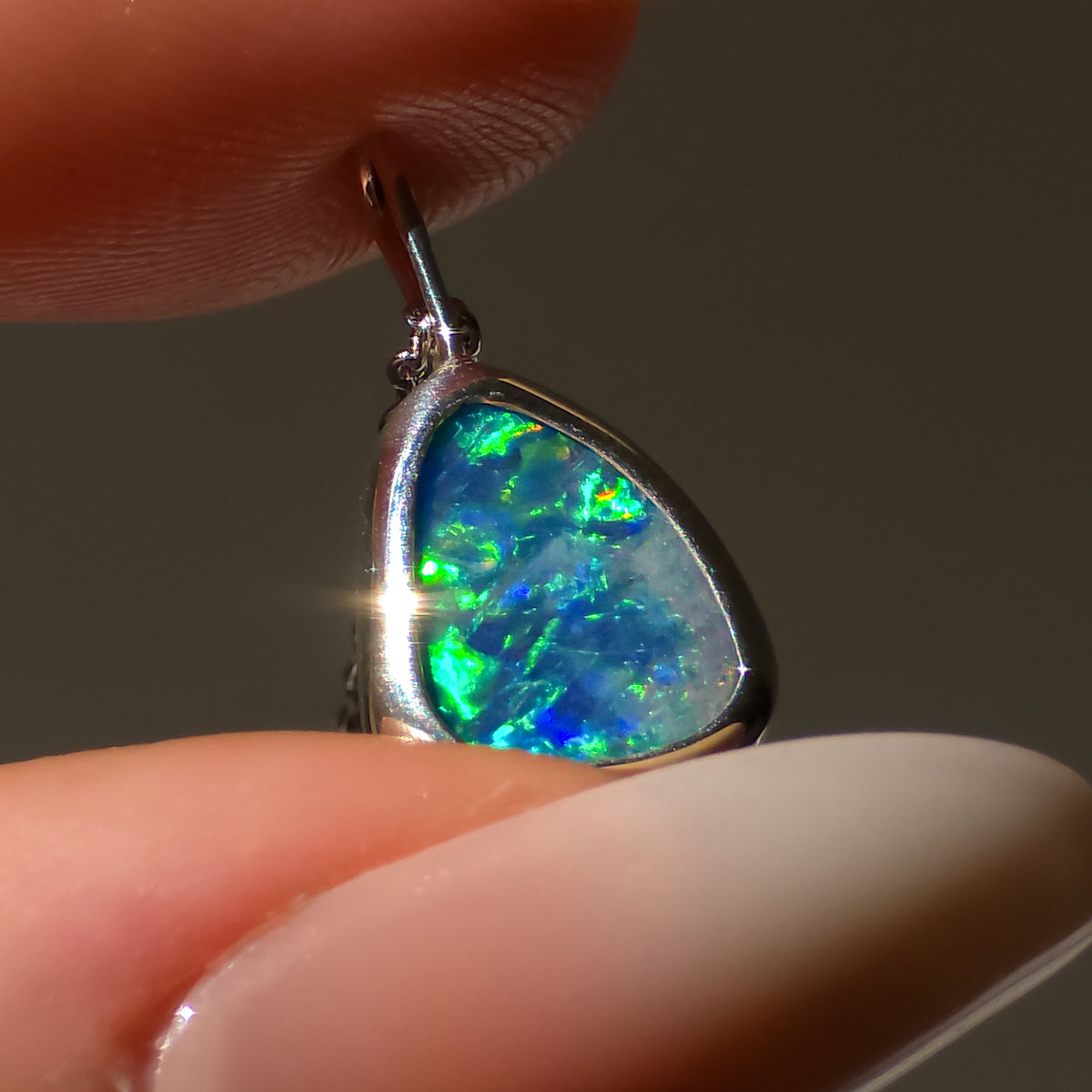 ISLA | Coober Pedy Opal Doublet Pendant, Silver Australian Opal Necklace