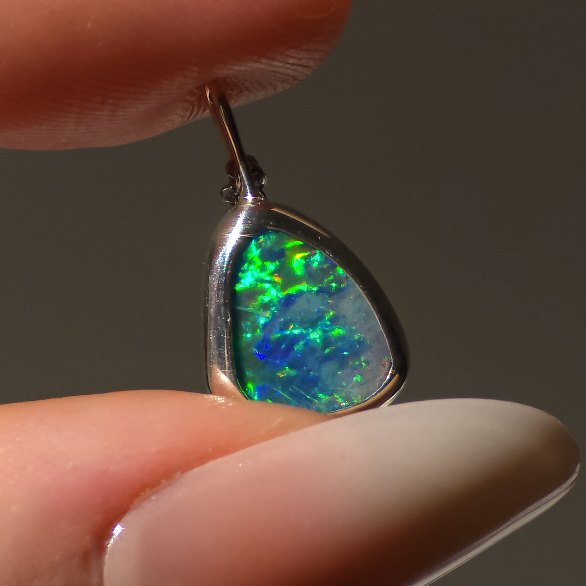 ISLA | Coober Pedy Opal Doublet Pendant, Silver Australian Opal Necklace