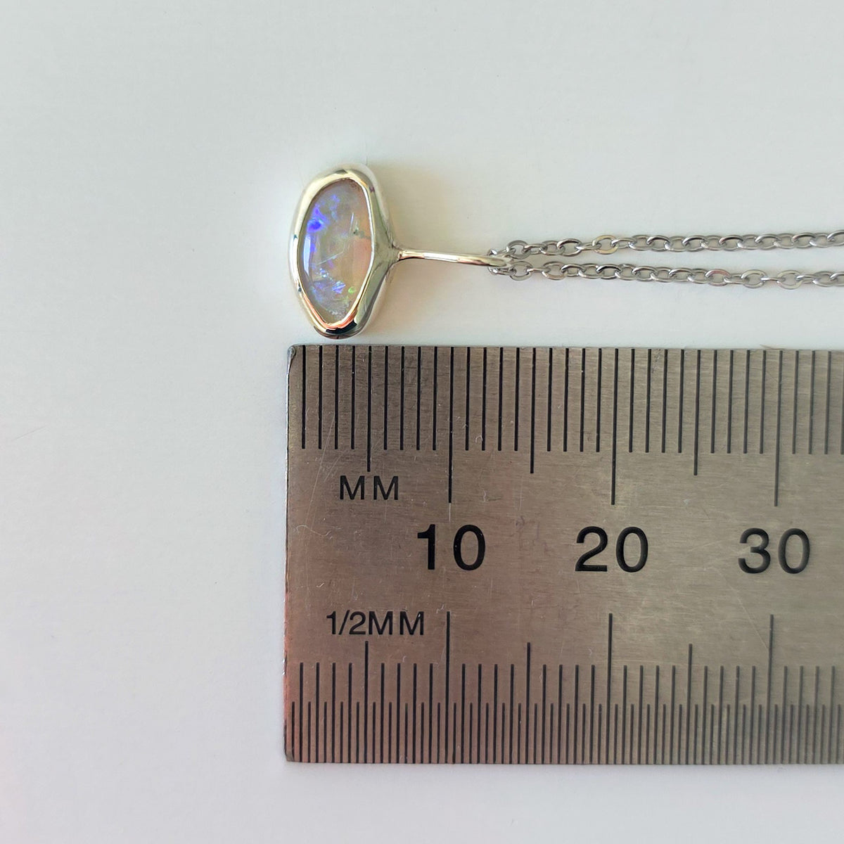 MERVEILLE | Solid Crystal Coober Pedy Opal Pendant, Australian Opal Necklace, 925 Silver, 0.85 carats