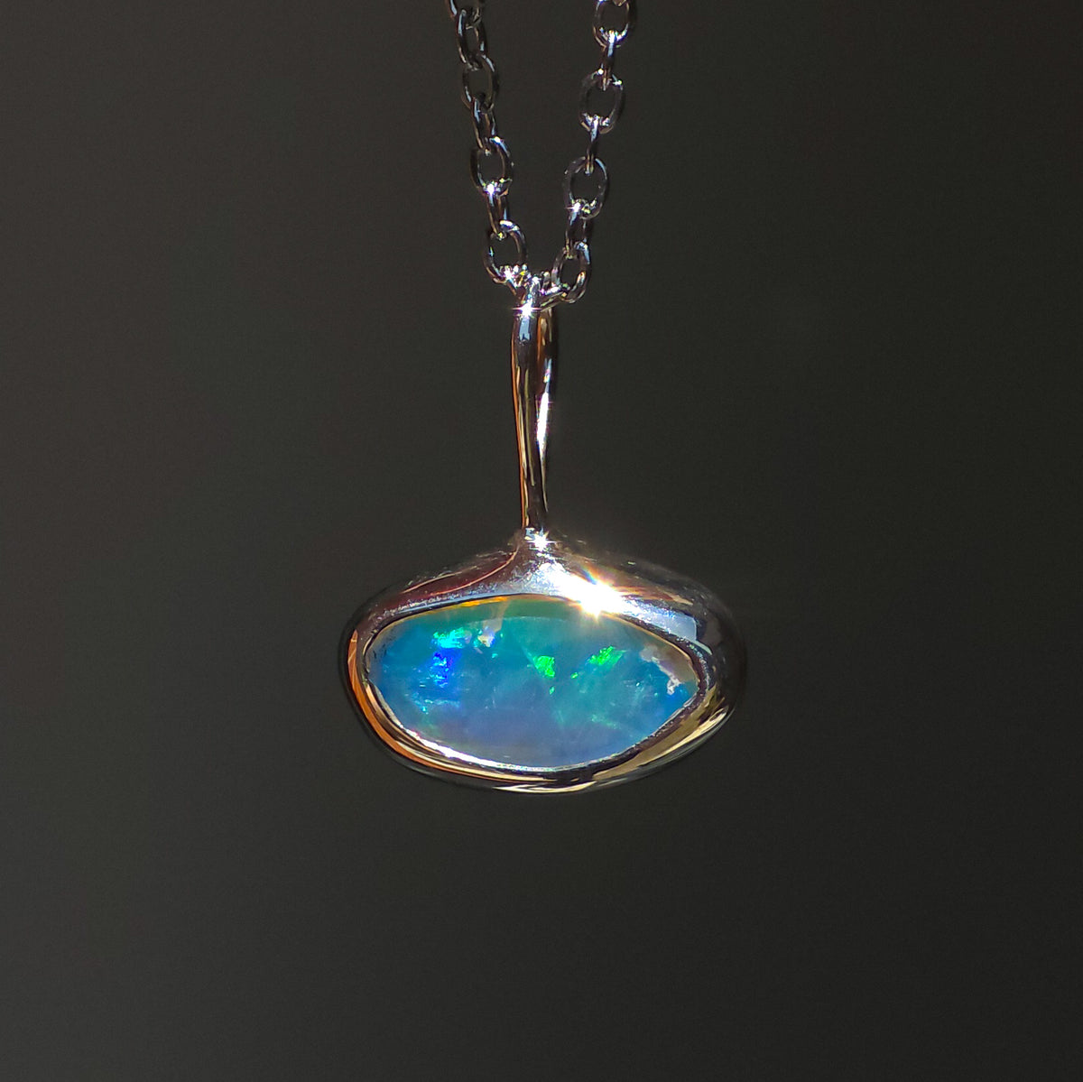 MERVEILLE | Solid Crystal Coober Pedy Opal Pendant, Australian Opal Necklace, 925 Silver, 0.85 carats