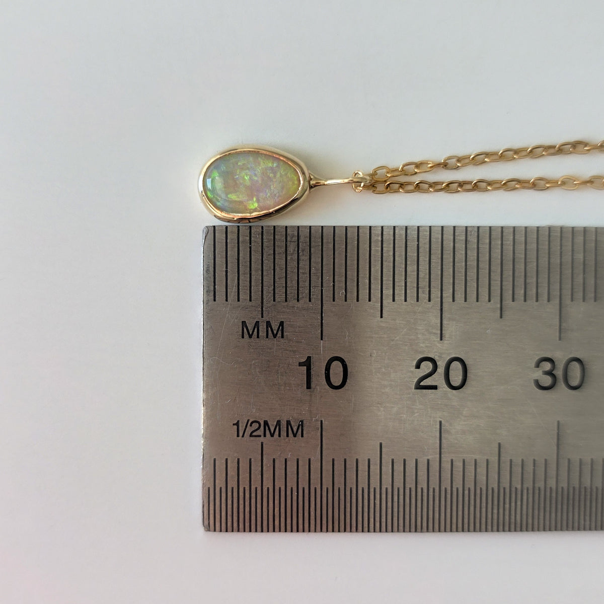 DORÉE | 14K Gold Solid Coober Pedy Opal Necklace, Minimalist Jewelry, Australian Opal