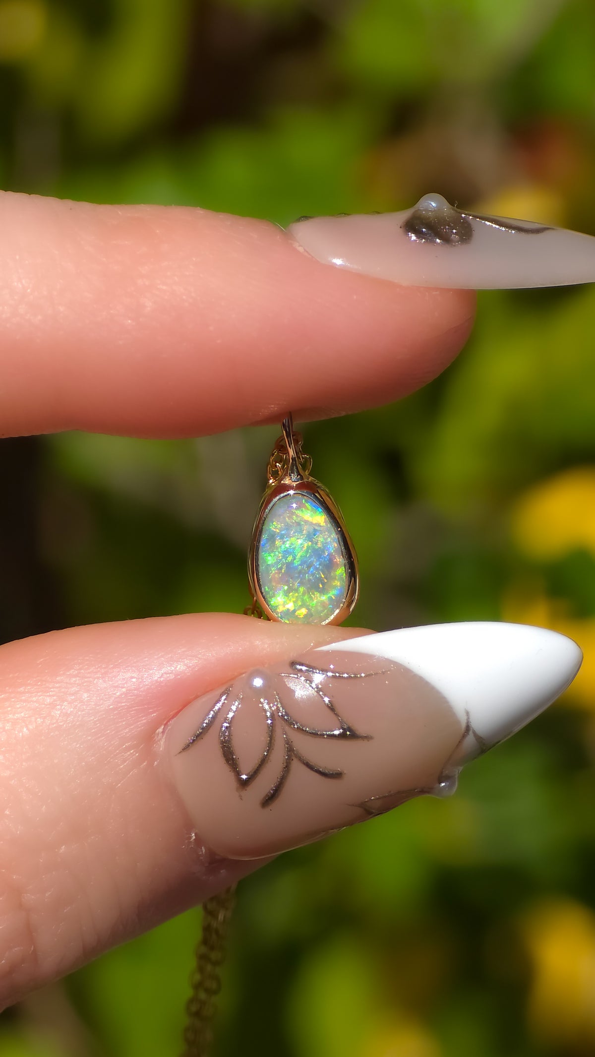 DORÉE | 14K Gold Solid Coober Pedy Opal Necklace, Minimalist Jewelry, Australian Opal