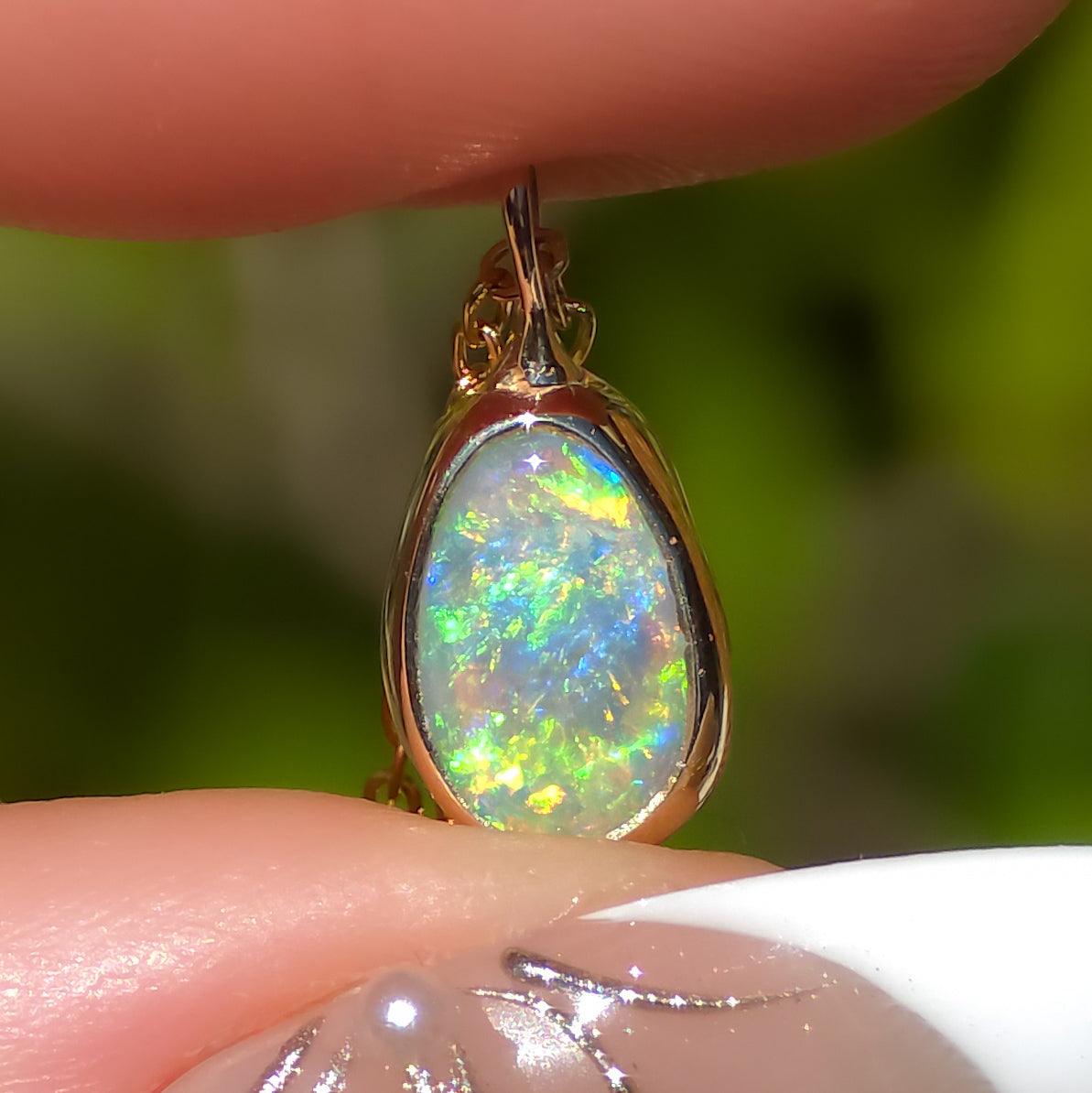 DORÉE | 14K Gold Solid Coober Pedy Opal Necklace, Minimalist Jewelry, Australian Opal