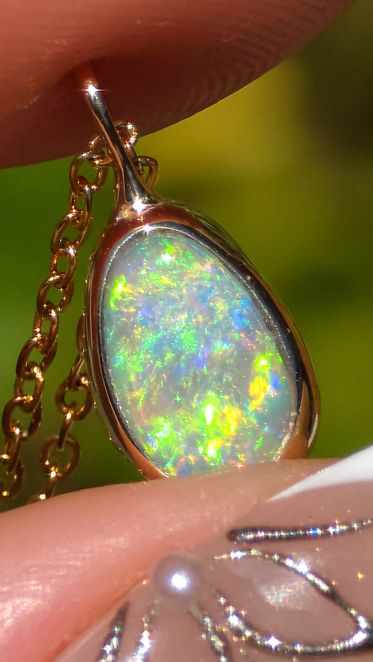 DORÉE | 14K Gold Solid Coober Pedy Opal Necklace, Minimalist Jewelry, Australian Opal
