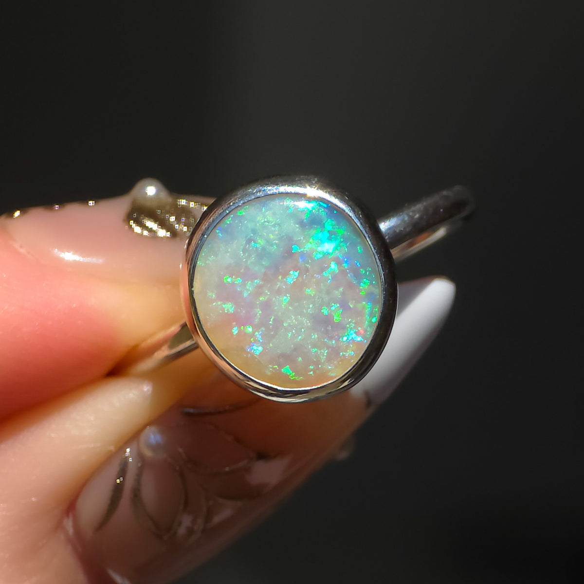 DELPHINIUM | Solid Australian Coober Pedy Opal ring, Free Sizing, 925 Silver