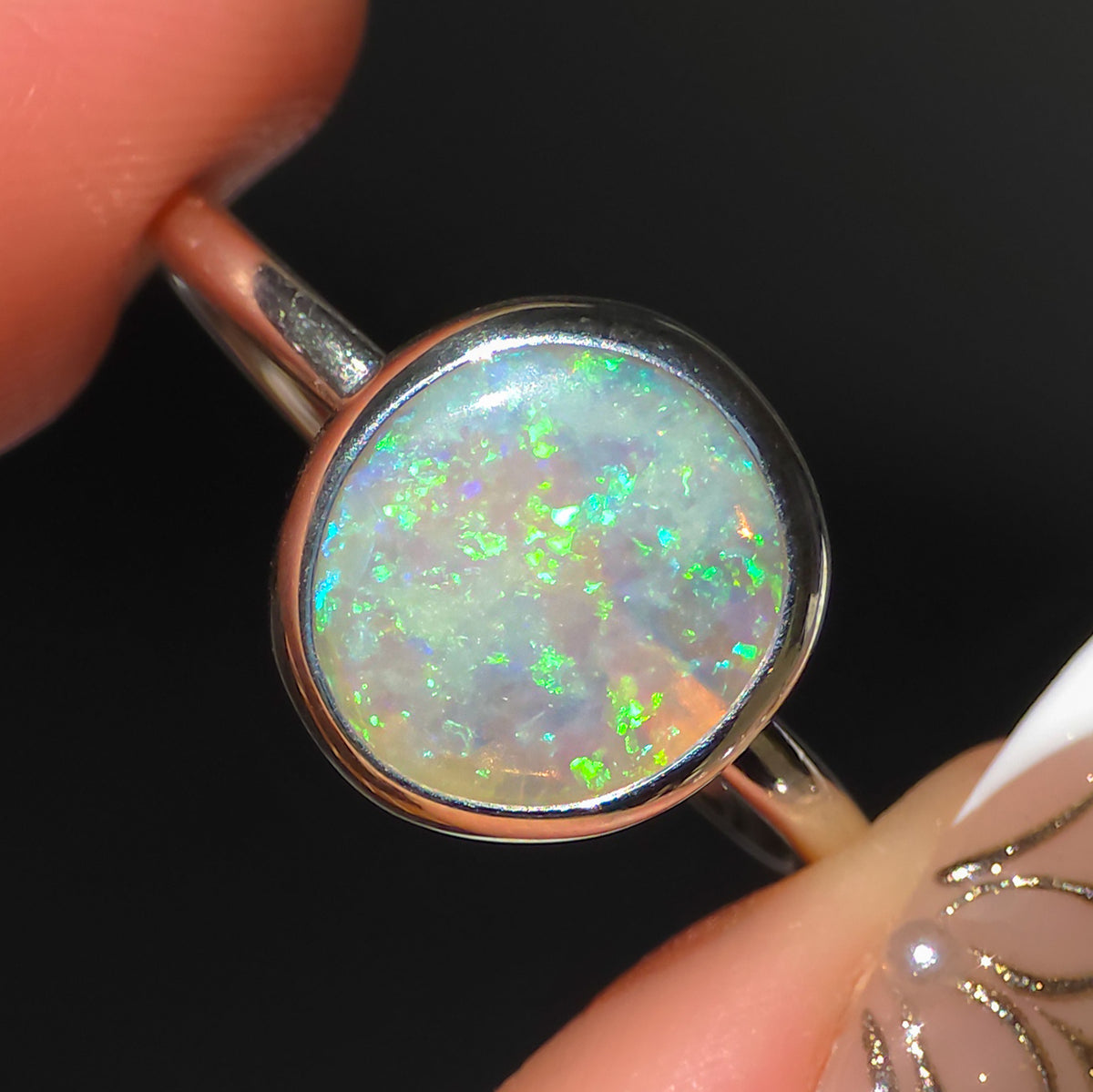 DELPHINIUM | Solid Australian Coober Pedy Opal ring, Free Sizing, 925 Silver