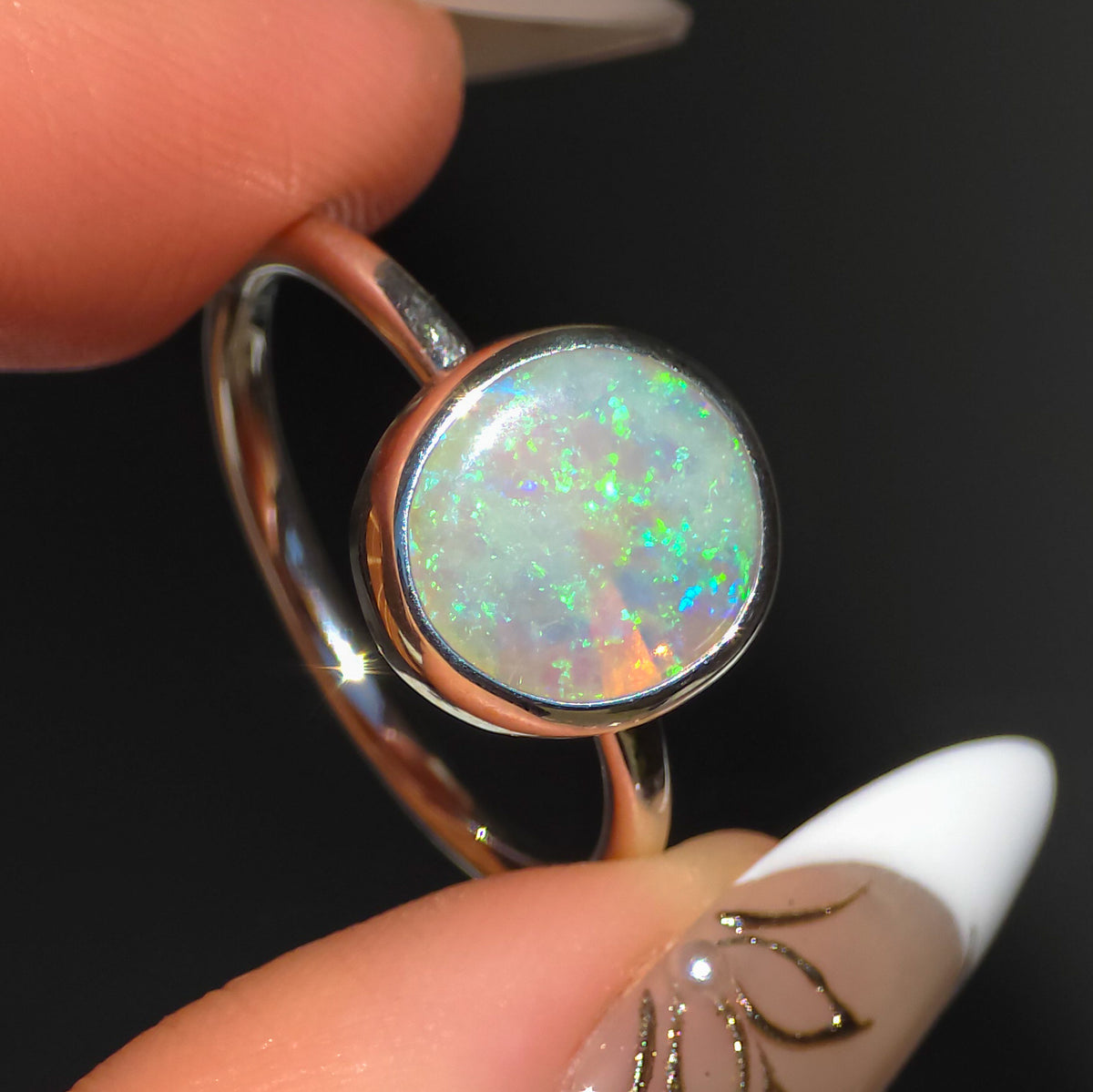 DELPHINIUM | Solid Australian Coober Pedy Opal ring, Free Sizing, 925 Silver