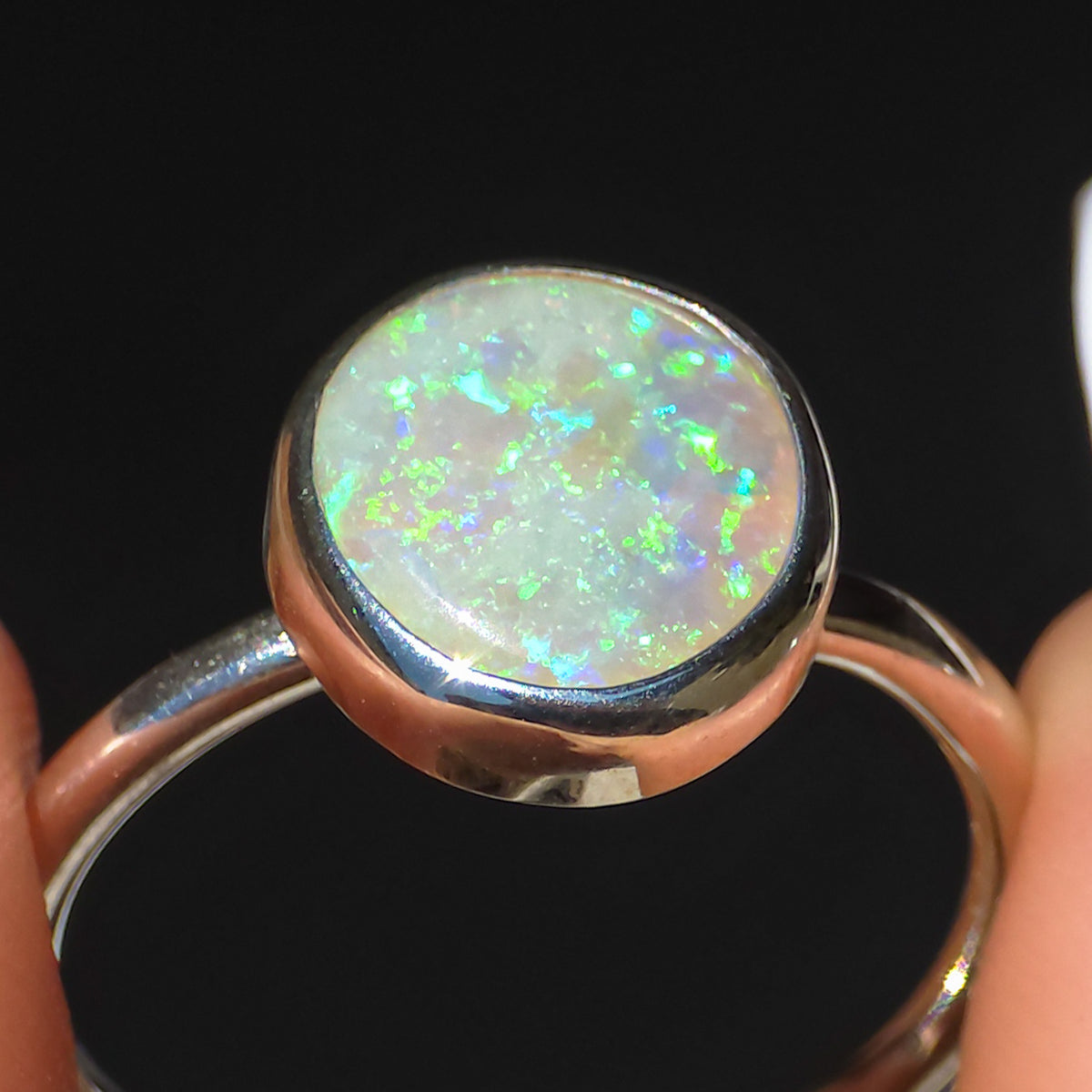 DELPHINIUM | Solid Australian Coober Pedy Opal ring, Free Sizing, 925 Silver