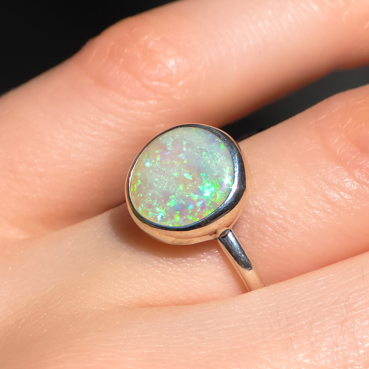 DELPHINIUM | Solid Australian Coober Pedy Opal ring, Free Sizing, 925 Silver