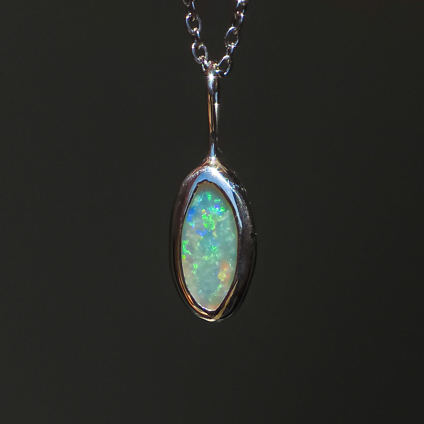 CARINA | Solid Coober Pedy Opal Pendant, Australian Opal Necklace, 925 Silver, 0.7 carats