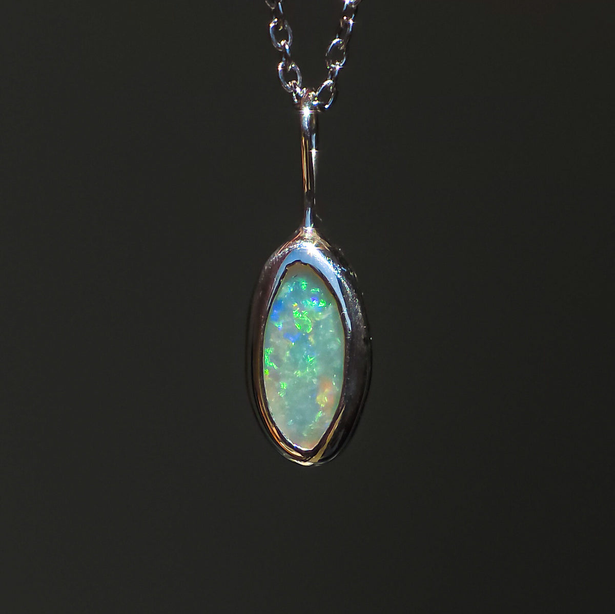 CARINA | Solid Coober Pedy Opal Pendant, Australian Opal Necklace, 925 Silver, 0.7 carats