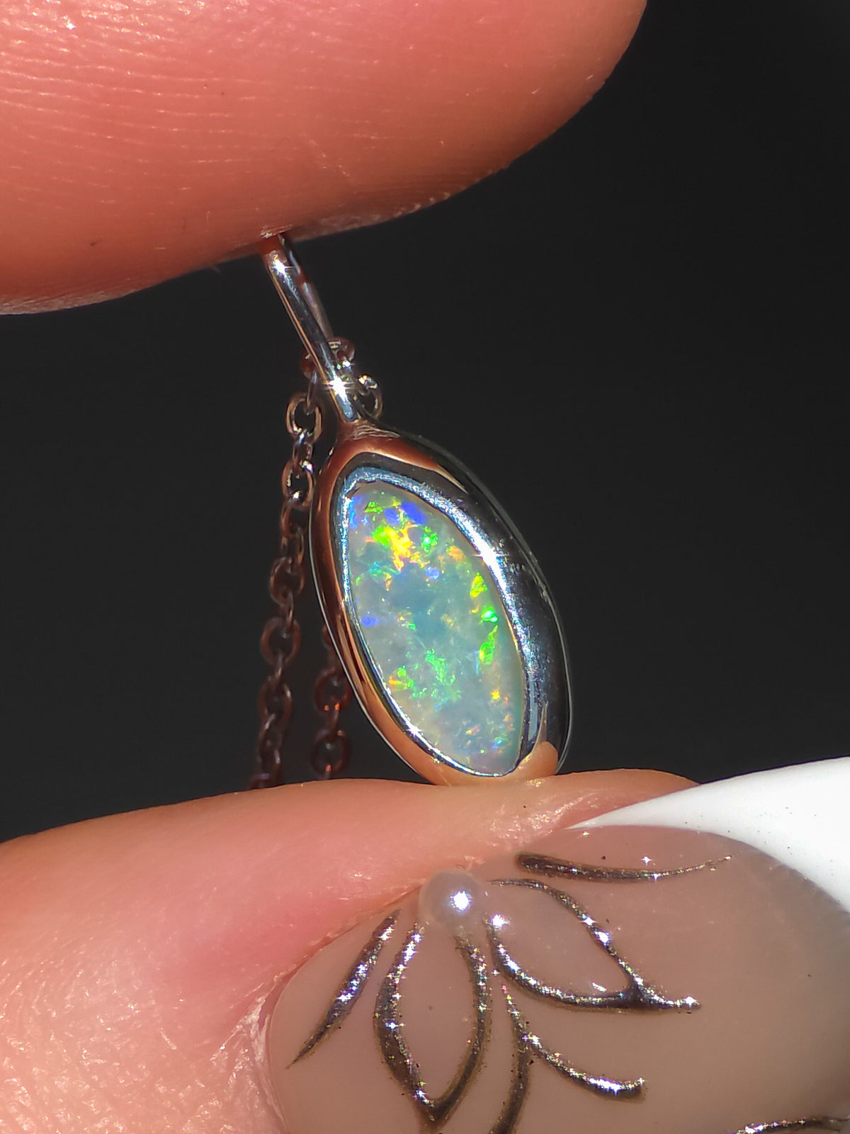 CARINA | Solid Coober Pedy Opal Pendant, Australian Opal Necklace, 925 Silver, 0.7 carats