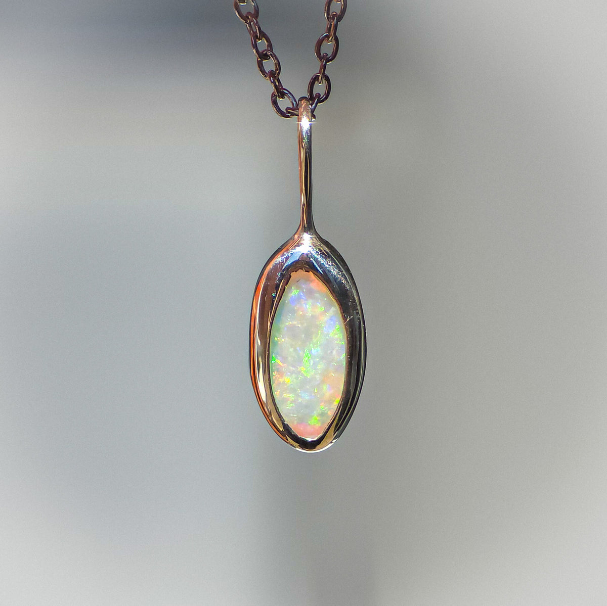 CARINA | Solid Coober Pedy Opal Pendant, Australian Opal Necklace, 925 Silver, 0.7 carats